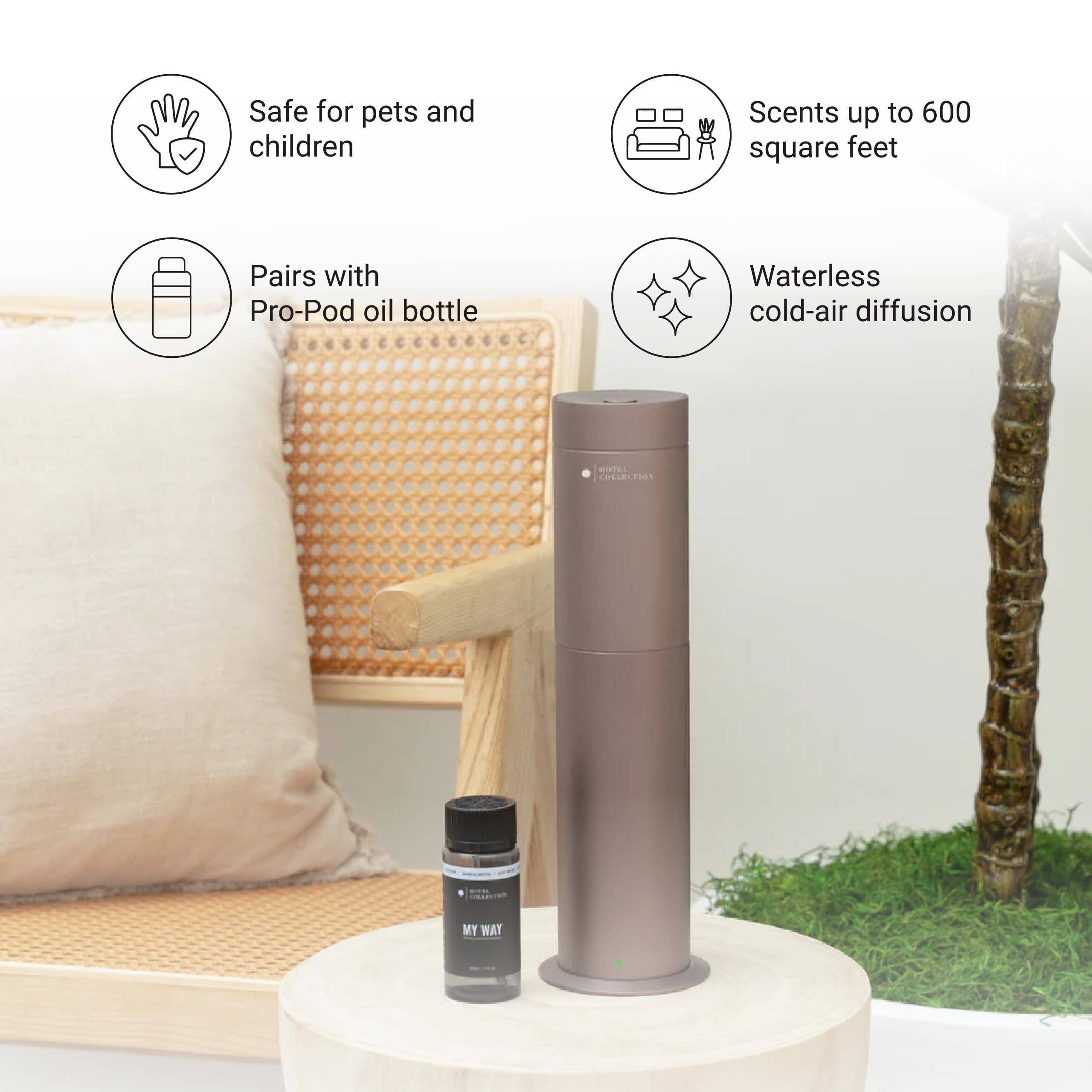 Hotel Collection Hotel Collection-Studio Pro Essential Oil Diffuser-600 sq ft Coverage-Cordless & Portable with Remote-Cold-Air Diffusion Technology-Air Freshener-Champagne-Works Exclusively with Pro Pod Bottles