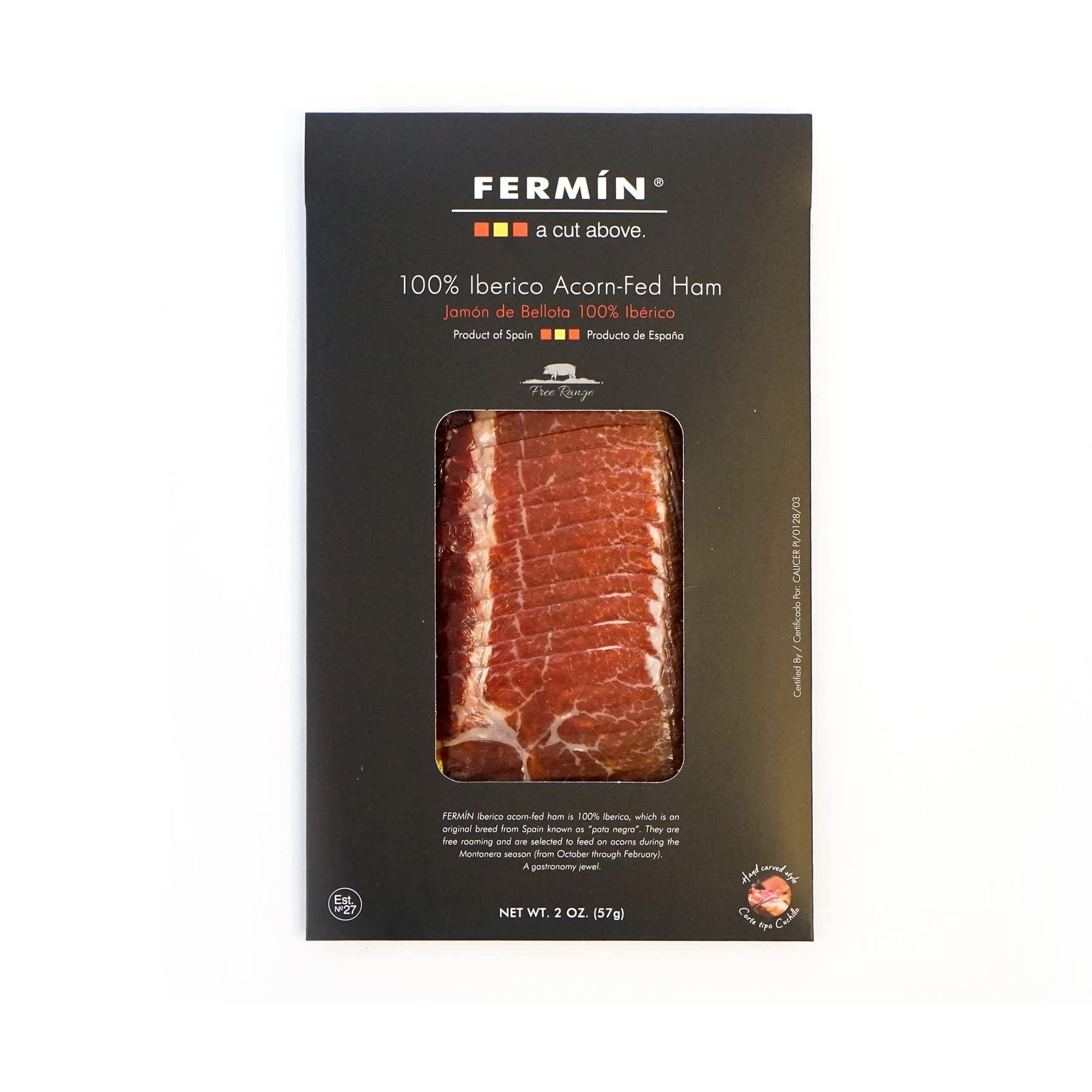 FERMIN 100% Iberico Acorn-Fed Ham Sliced 2 oz (2 Pack) | Jamon de Bellota 100 % Iberico Loncheado 2 oz (2 Pack)