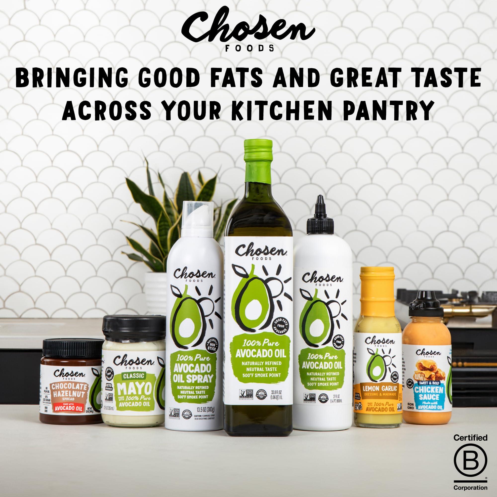 Chosen Foods Chosen Foods 100% Avocado Oil-Based Classic Mayonnaise, Gluten & Dairy Free, Low-Carb, Keto & Paleo Diet Friendly, Mayo for Sandwiches, Dressings and Sauces (11.25 floz 6 Pack)