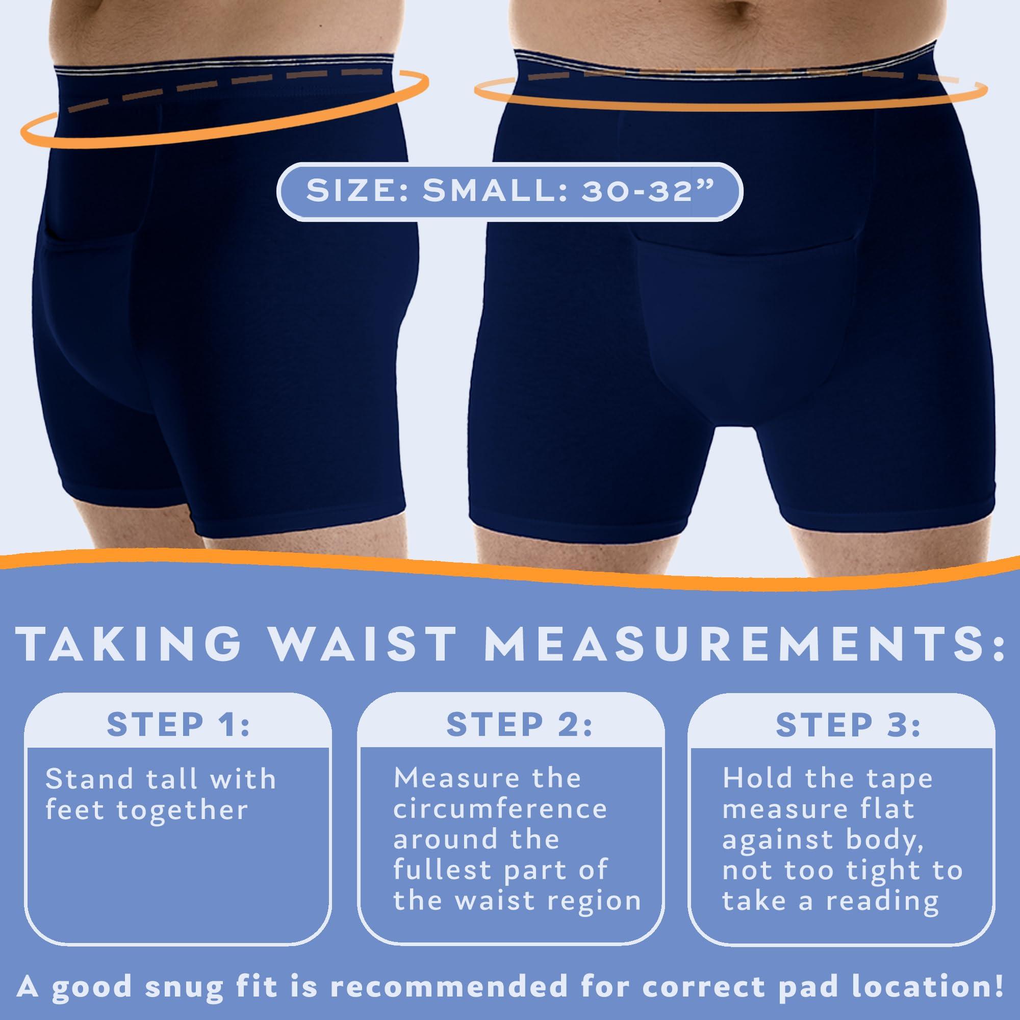 Wearever Wearever Mens Incontinence H-Fly Boxer Briefs for Bladder Control with Maximum Absorbency - Reusable & Washable Leak Proof Underwear for Men (Pack of 6) (Navy) (Large) (Waist 38-40")