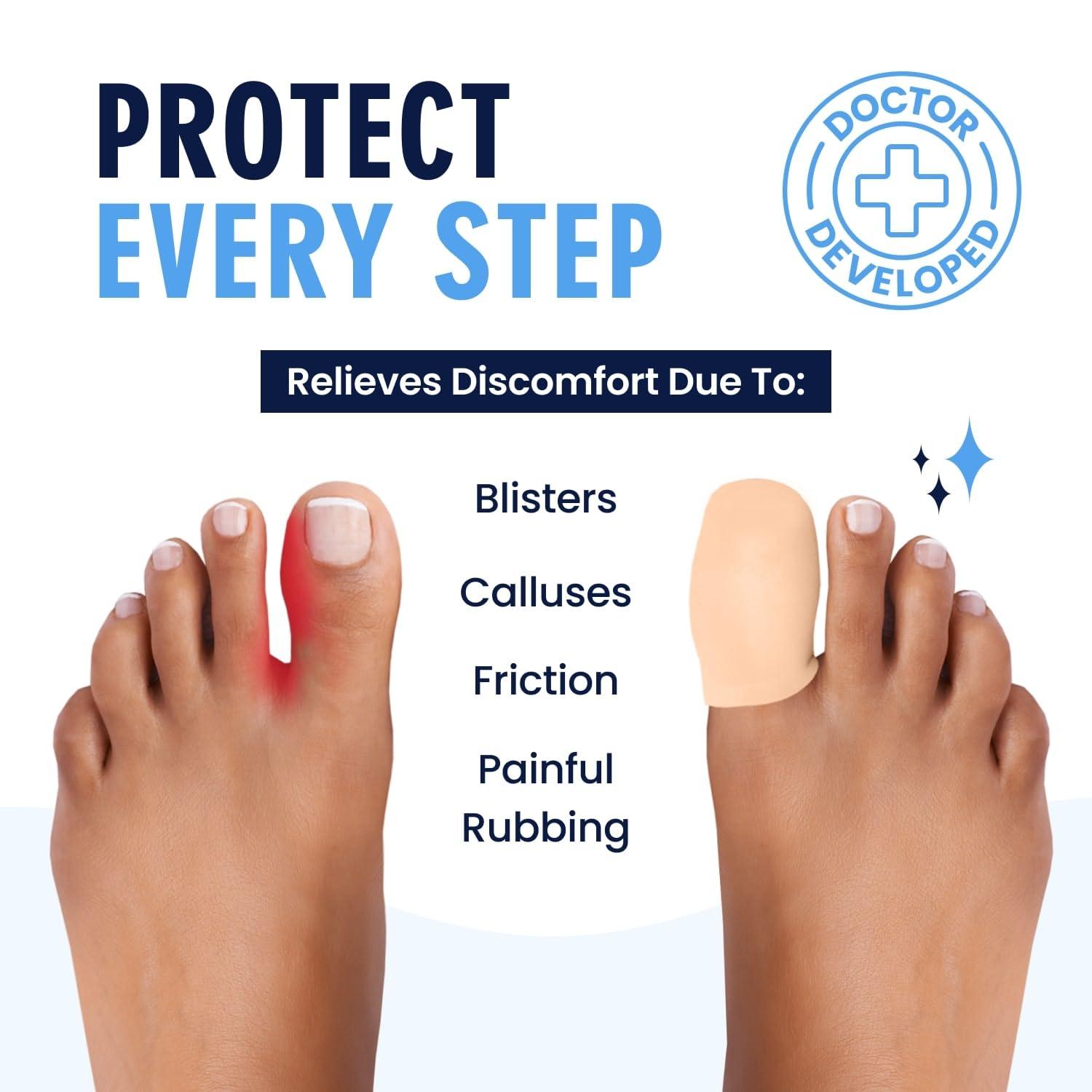 Dr. Frederick\'s Original Dr. Frederick\'s Original Gel Toe Protectors for Men & Women - 12 ct - Toe Caps for Foot Pain Relief - Flexible Cushions for Ingrown Toenails, Corns, Calluses, Blisters, and Comfort -Beige - Large