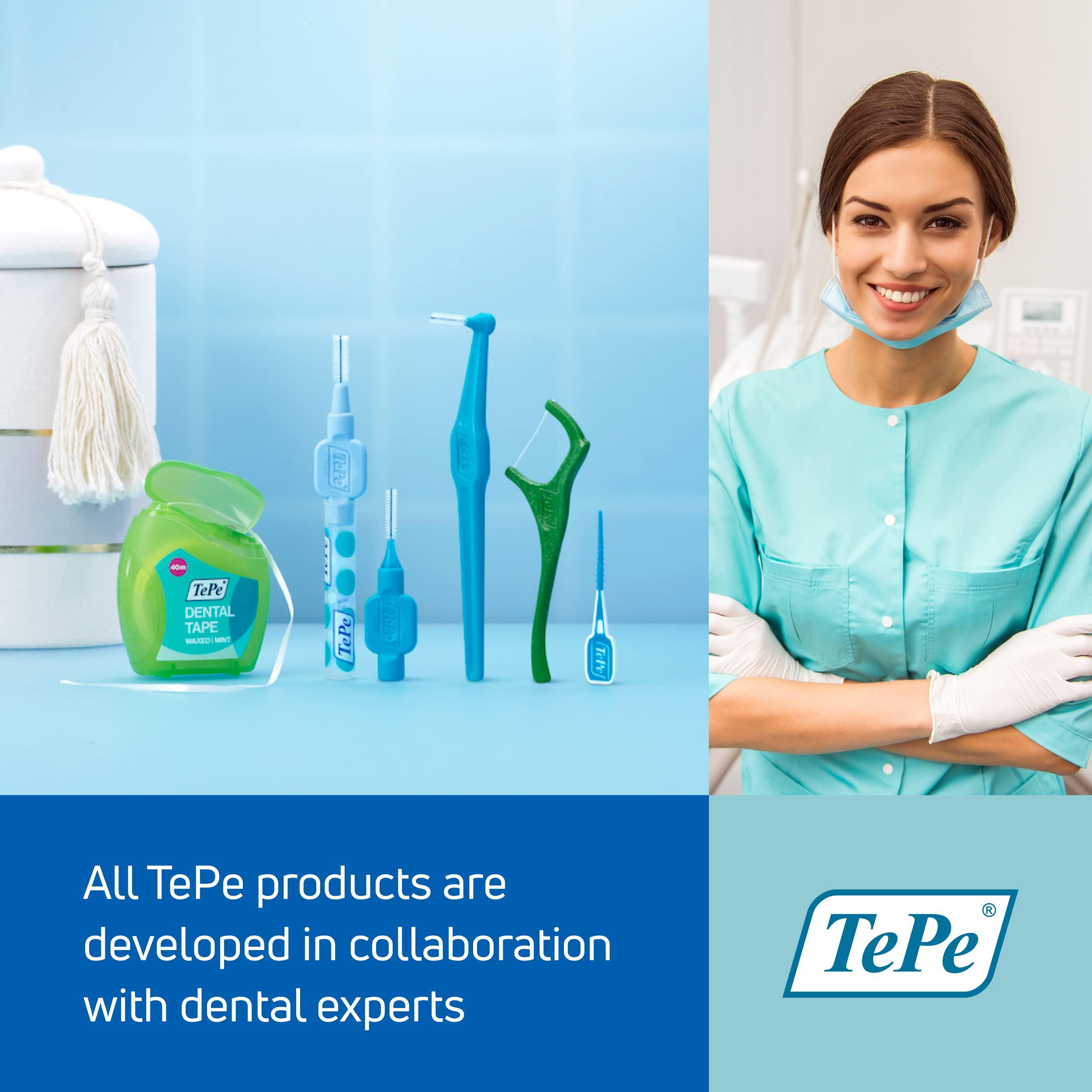 TEPE TEPE Interdental Brush Angle, Angled Dental Brush for Teeth Cleaning, Pack of 6, 0.40 mm, Extra-Small/Small Gaps, Pink, Size 0