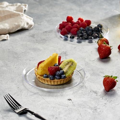 PLASTICPRO PLASTICPRO Plastic Party Plates Edge Collection Premium heavyweight Elegant Disposable Tableware Dishes (Clear, 6.3\'\' INCH PLATES)
