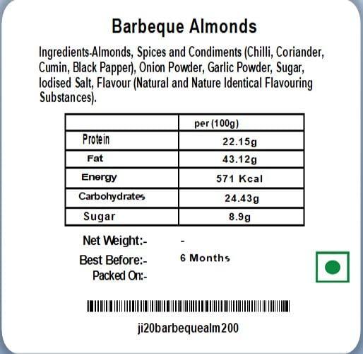 Jaiccha Jaiccha Ghasitaram Pack of 2 Peri Peri, Barbeque Almonds Pouches 400 GMS