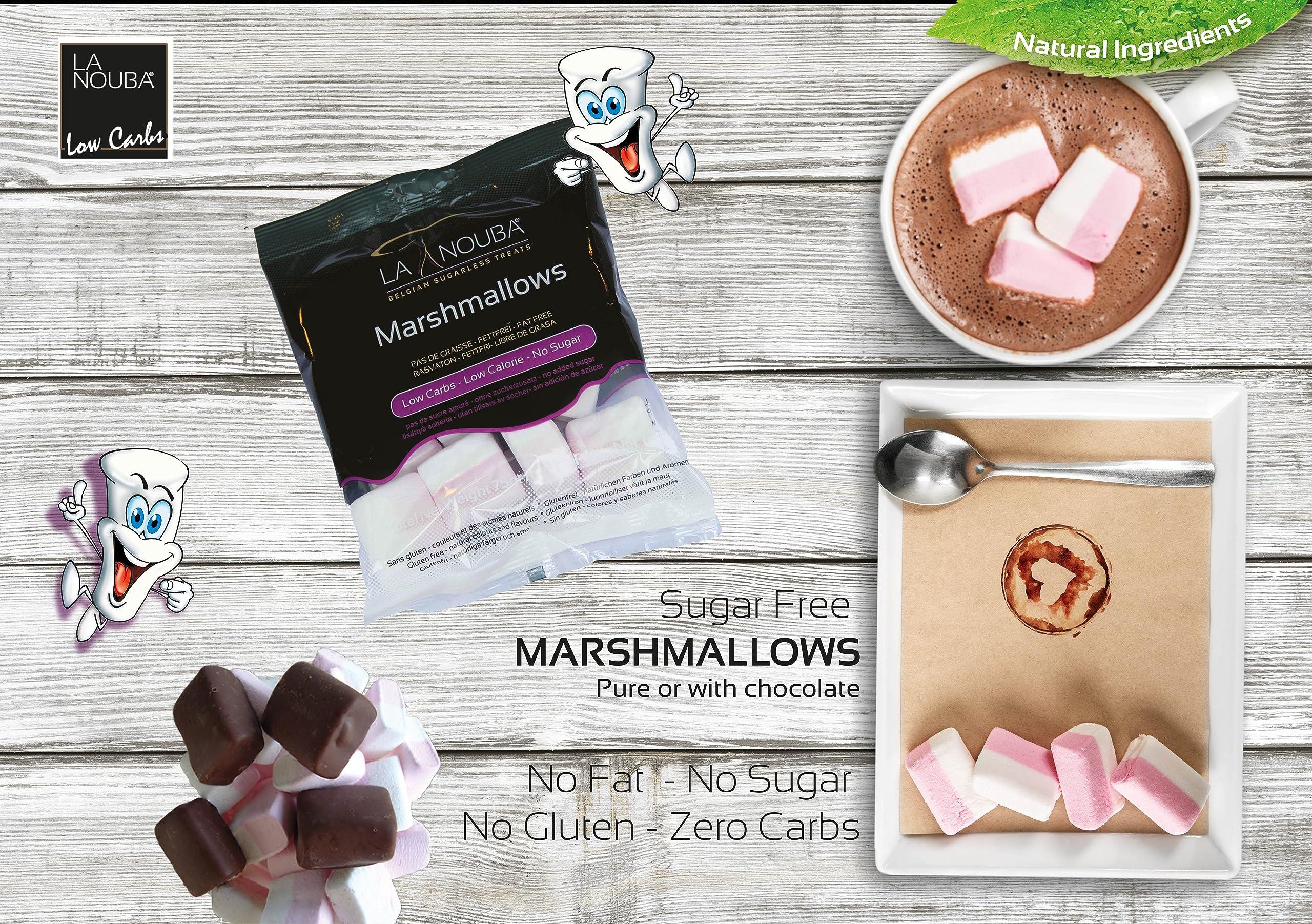 La Nouba La Nouba Sugar-Free Marshmallows 2.7 oz. Pack Low Calorie, Low Carb, Fat-Free and Gluten Free Snack Traditional Delicious Taste All Natural and Healthy Marshmallows