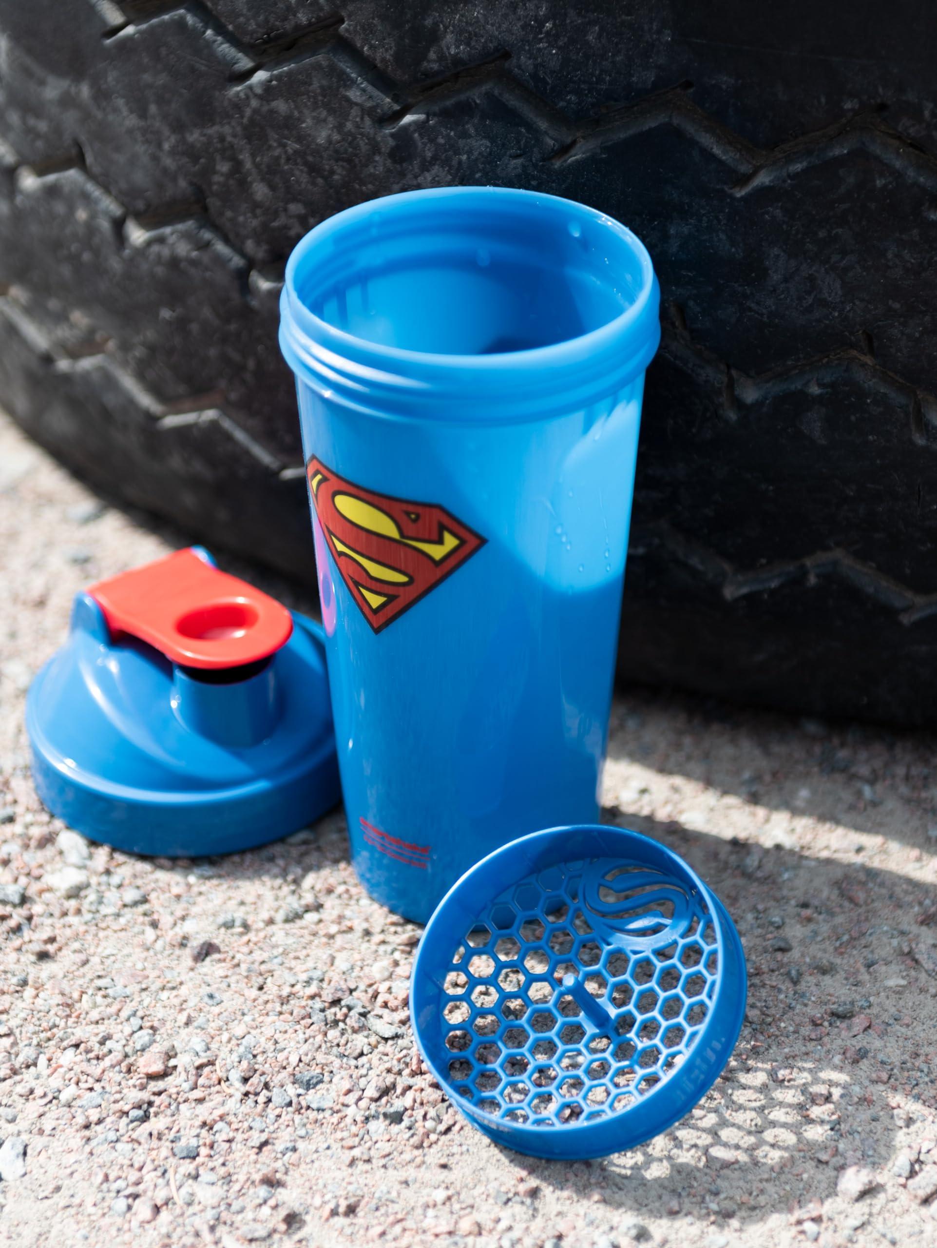 Smartshake Smartshake Lite Justice League Superman Protein Shaker Bottle 800ml BPA Free Leakproof Gym Protein Shakes Bottle for Protein Powder DC Comics Blue Water Bottle Superman Gifts