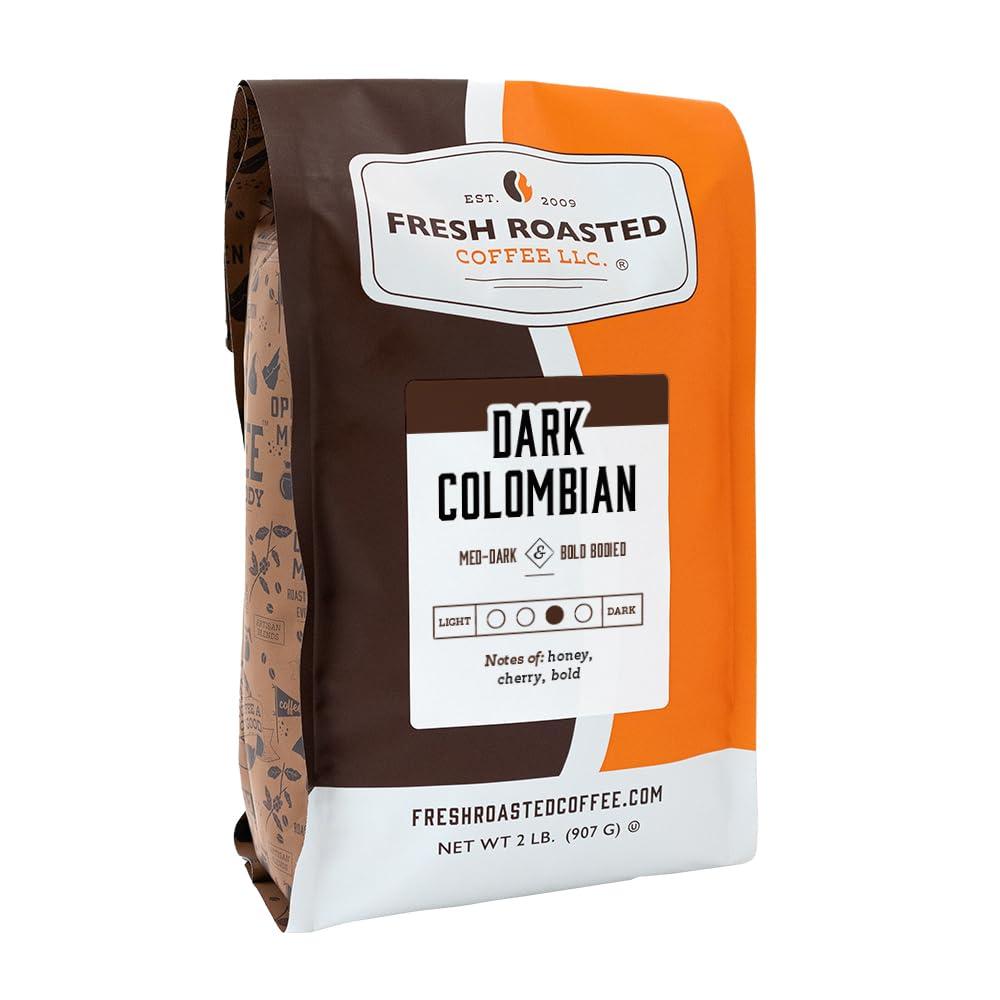 Fresh Roasted Coffee Fresh Roasted Coffee,100% Dark Colombian, 2 lb (32 oz), Med-Dark Roast, Kosher, Ground