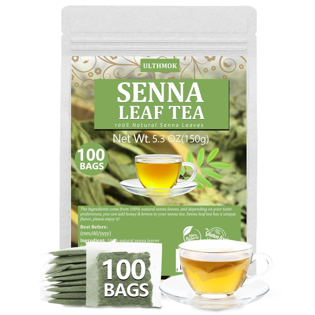 ULTHMOK Premium 100 Senna Tea Bags, Made with 100% Natural Senna Leaves, No Additives & Caffeine Free.