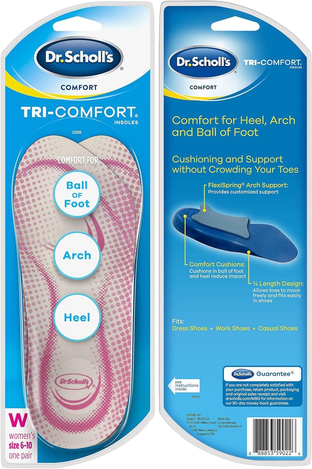 Dr. Scholl\'s Dr. Scholl\'s Work All-Day Superior Comfort Insoles for Men (1 Pair) & Dr. Scholl\'s Tri-Comfort Insoles for Women (Size 6-11, 1 Pair)
