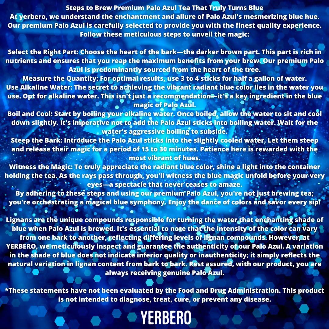 YERBERO Yerbero - Bulk Palo Azul 1 Lb (16oz) Herbal Loose Tea | Kidneywood (Blue Stick) Te Herbal | Premium Quality | Wildcrafted Kidney Wood Tea | All Natural Tea, non-GMO.