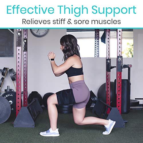 Vive Vive Thigh & Hamstring Compression Sleeve Brace for Men & Women (2 Pack, Black) - Pain Relief Support Wrap for Sciatica, Hip Flexor, Groin, Leg, Upper Thigh - Quick Results & Sciatic Nerve Recovery