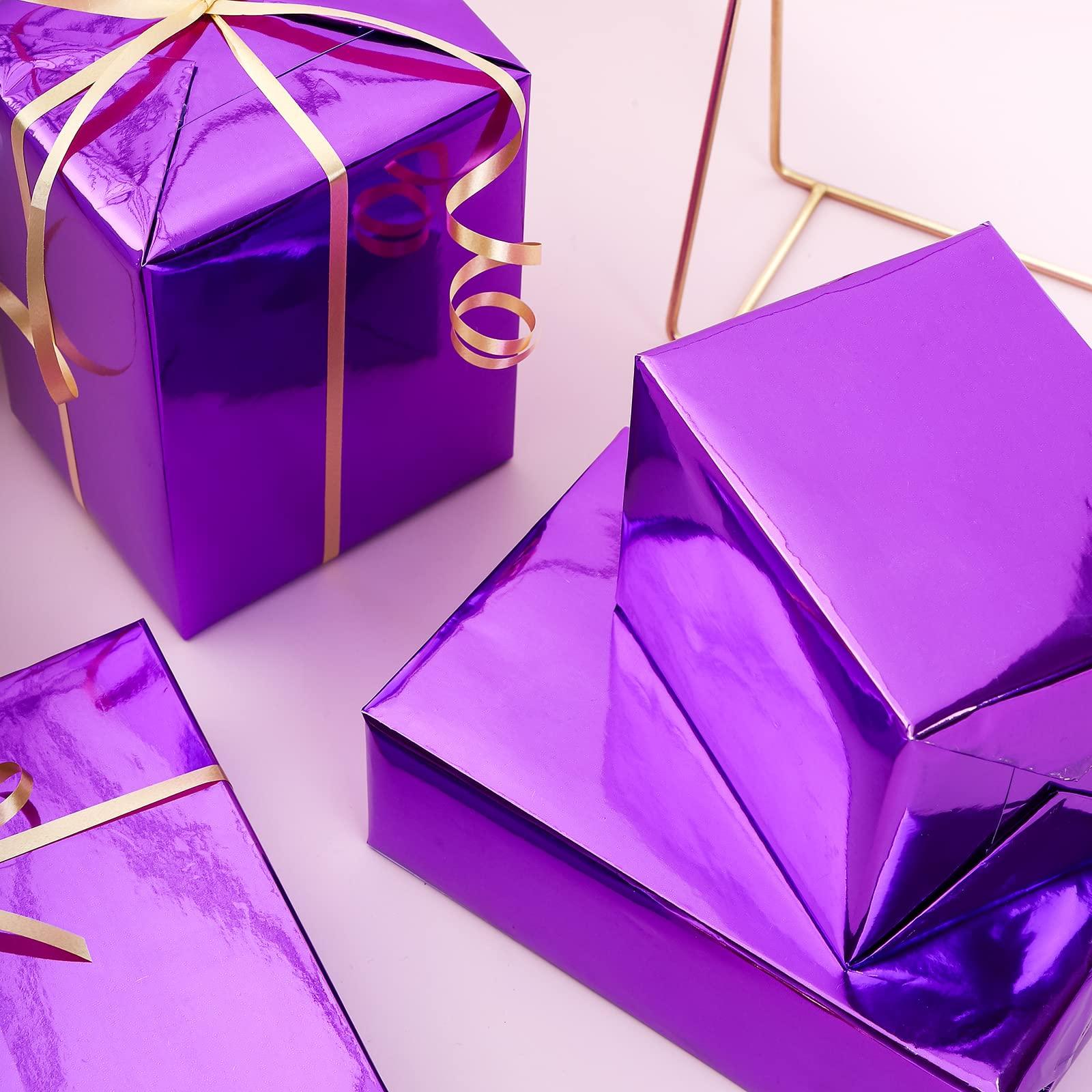 RUSPEPA RUSPEPA Purple Metallic Wrapping Paper - Solid Color Paper Perfect for Halloween, Birthday, Christmas, Baby Shower - 17.5 Inches X 32.8 Feet