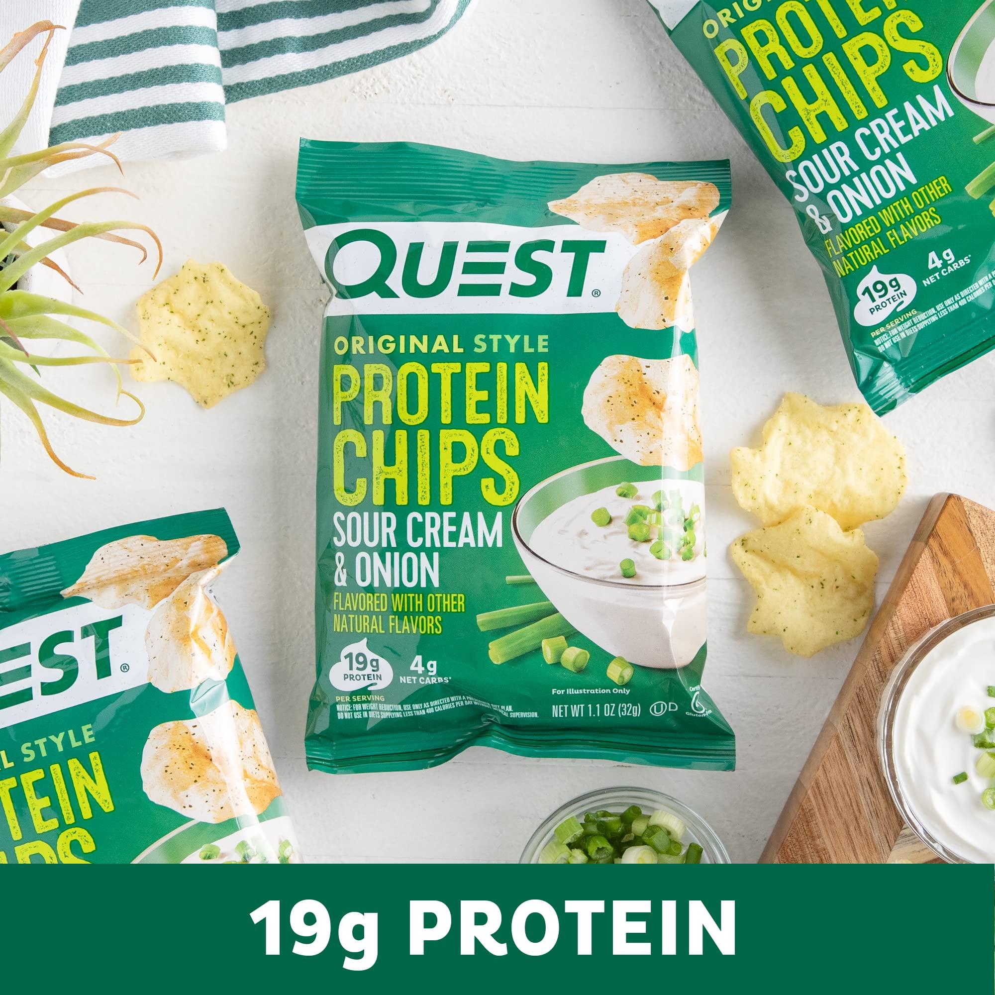 Quest Nutrition Quest Nutrition Protein Chips, Sour Cream & Onion, High Protein, Low Carb, Pack of 12 & Protein Chips, Cheddar & Sour Cream, High Protein, Low Carb, 1.1 Ounce (Pack of 12)