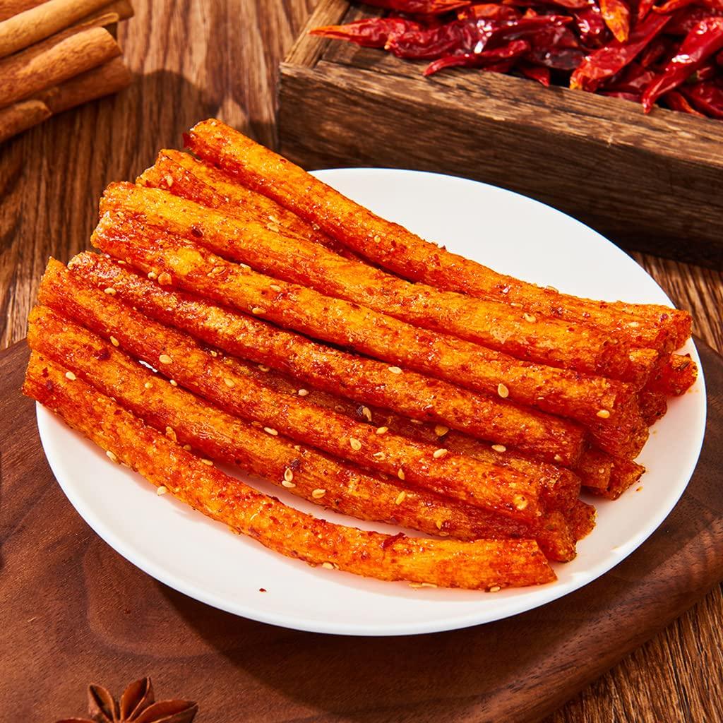 YMeijian latiao Hot & Spicy 4 Pack spicy stick Chinese Specialties Snacks (98g*4)