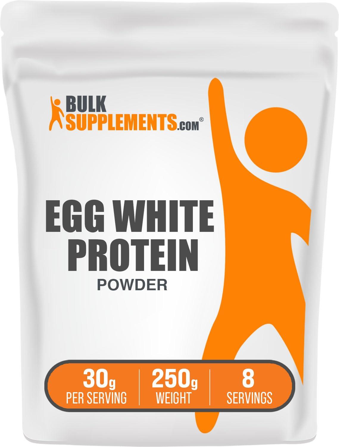 BulkSupplements BulkSupplements.com Egg White Protein Powder - Albumin Powder, Egg White Powder - Lactose Free & Dairy Free Protein Powder - Unflavored & Gluten Free, 30g per Serving, 250g (8.8 oz)