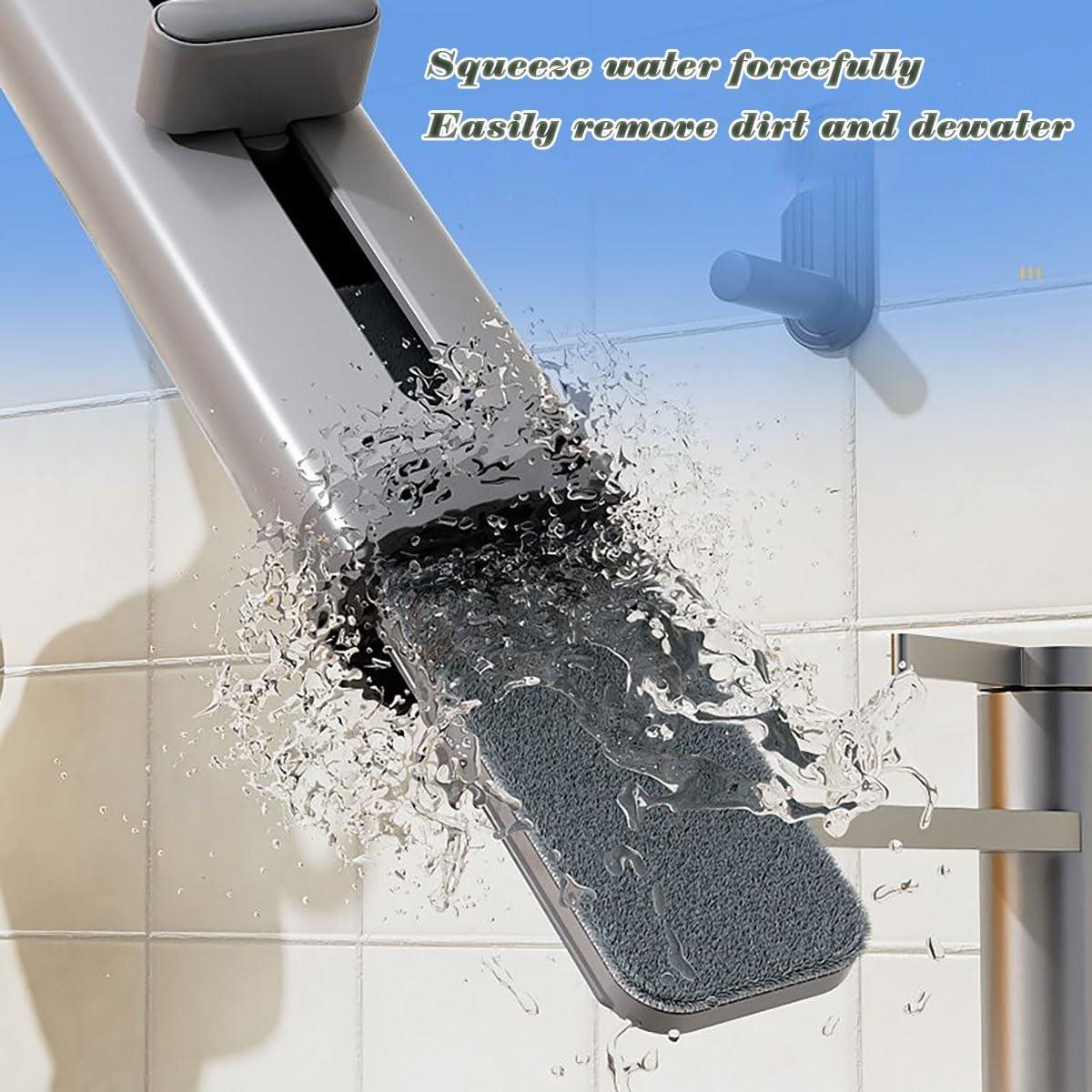 RIEONA Rotatable Self-Squeeze Mini Mop with Crevice Brush, Short Rotatable Hand Wash-Free Flat Squeeze Mop, Portable Self-Squeeze 3 in 1 Mini Mop Cleaning Tools for Desk, Floor ( Color : Gray )