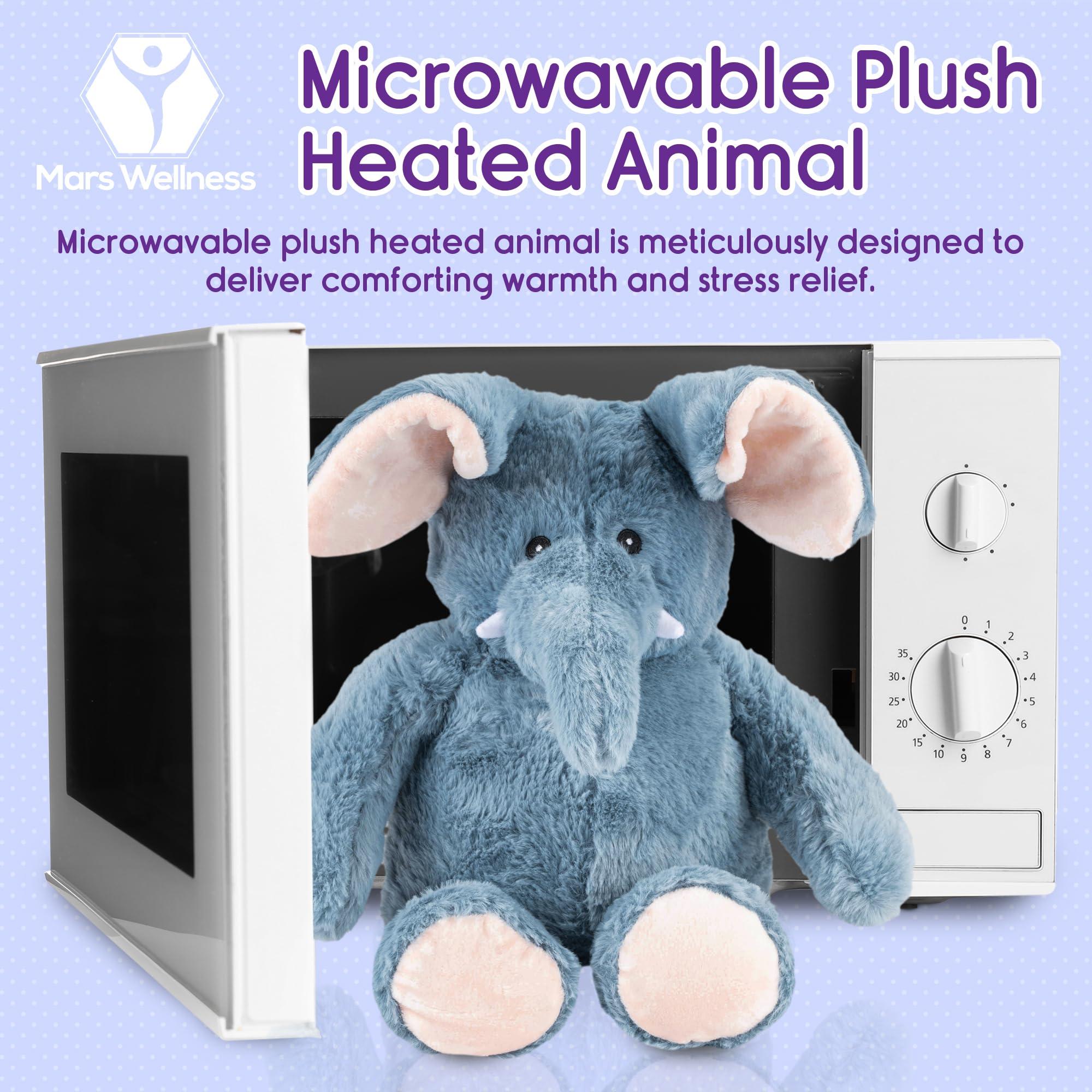 MARS WELLNESS Lavender Scented Microwavable Plush Elephant - Heated Stuffed Animals - Hot or Cold Therapy, Bedtime Buddy, Travel Companion, Anxiety and Colic Relief - Great Valentines Day Gift
