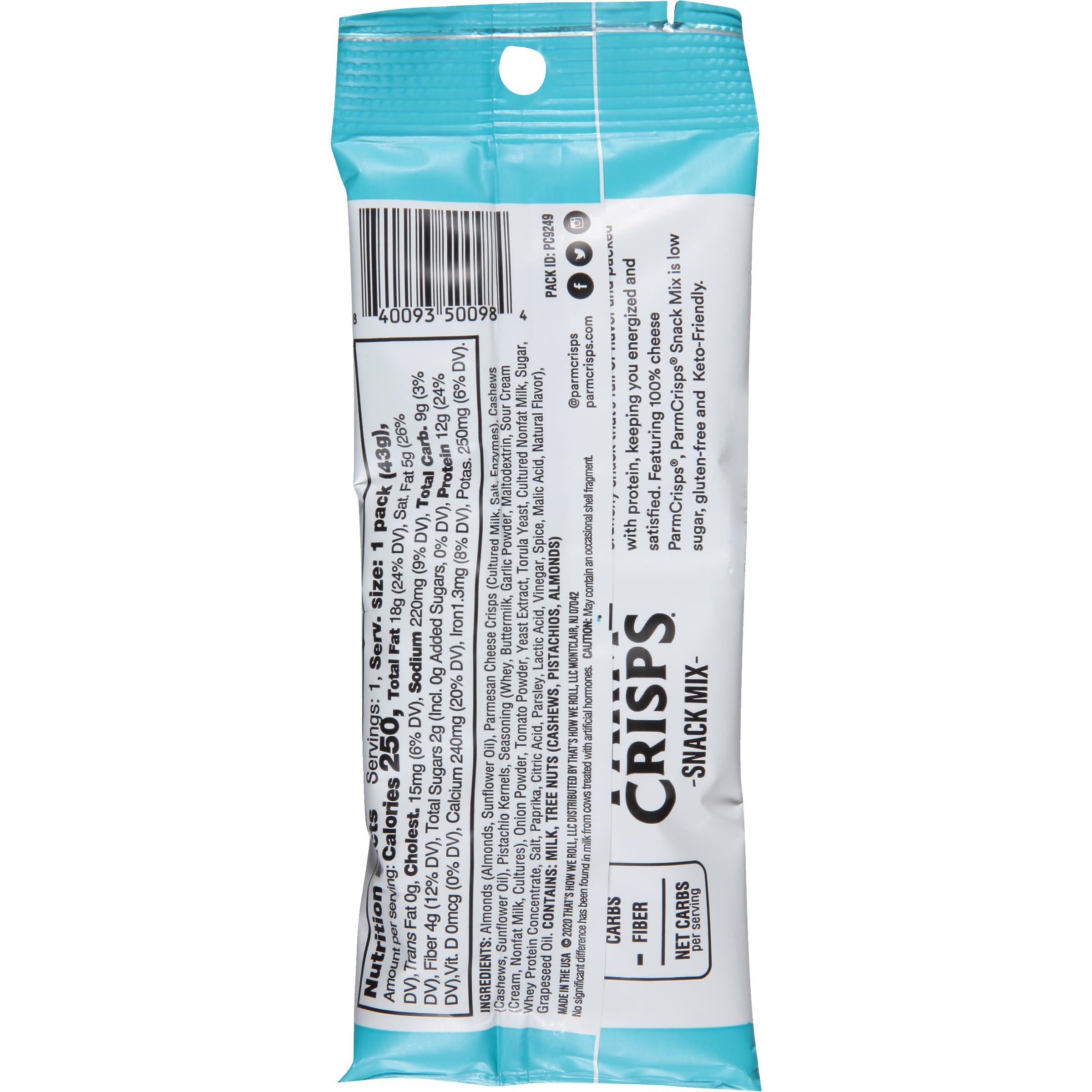 Parmcrisps ParmCrisps Snack Mix Ranch Cheese Parm Crisps and Nuts Snack, Made Simply with 100% Cheese Crisps, Almonds, Cashews, and Pistachios | Healthy High-Protein On-the-Go Snack, Low Carb, Gluten Free, Low Sugar | 1.5 oz (Pack of 6)