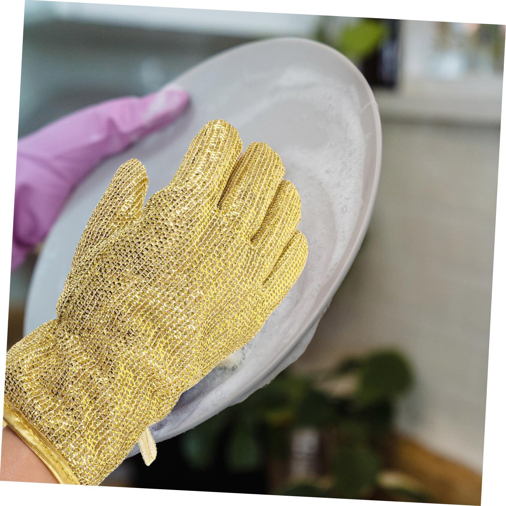 COLLBATH COLLBATH Dishwashing Gloves Long Dishwashing Gloves Kitchen Dish Wash Gloves Multi-purpose Cleaning Gloves Reusable Gloves for Cleaning Silver Wire [1 Pair]