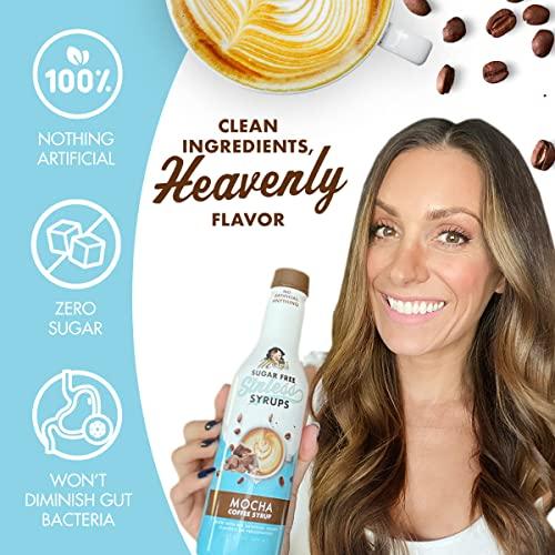 Miss Mary's Sugar Free Sinless Syrups Sugar Free Mocha Sinless Syrup - Sugar Free Coffee Syrup, Hot or Iced Coffee, No Sugar, Keto Friendly, Plant Based, Natural & Organic Ingredients, No Artificial Sweetener, Mocha, 1 Pack