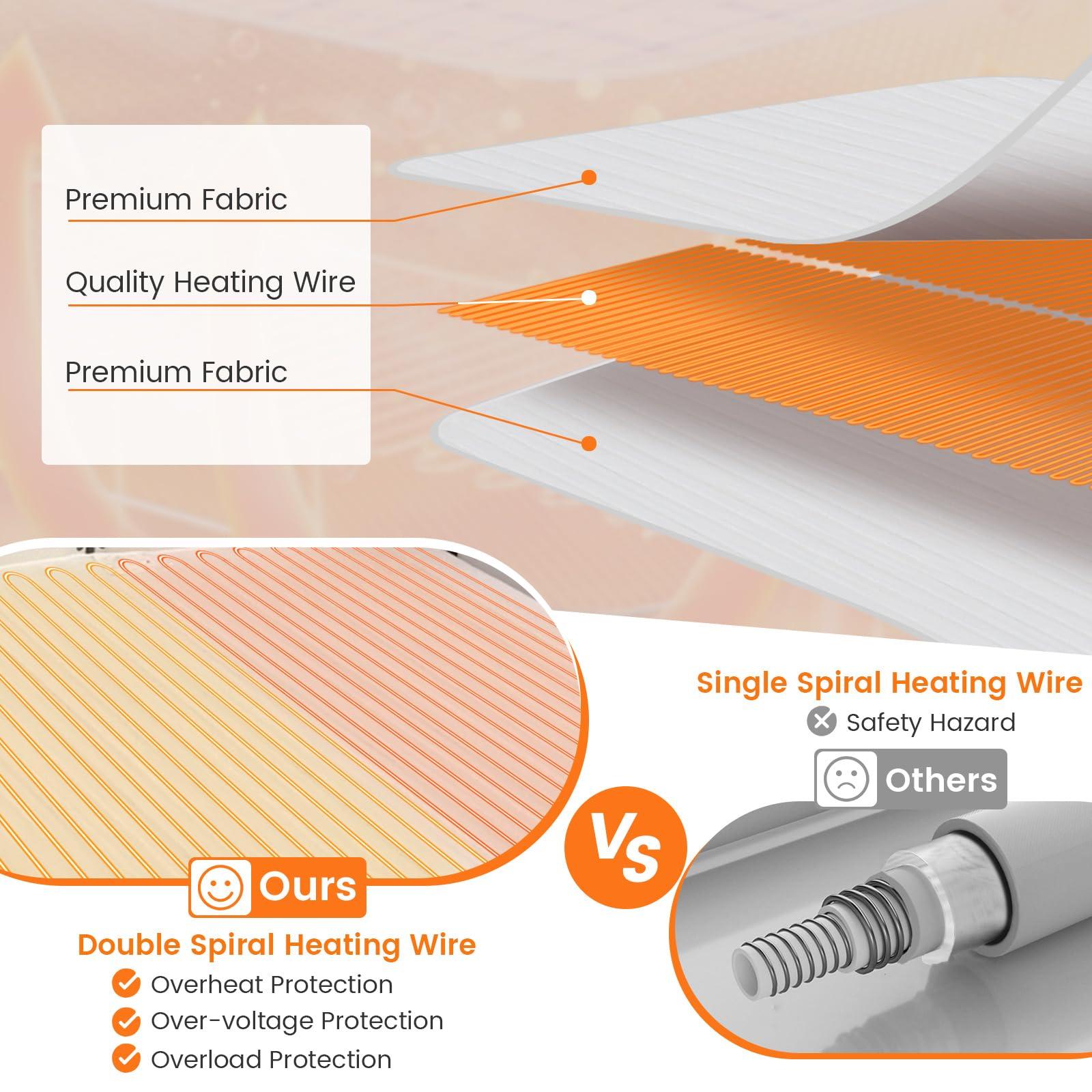 GORELAX GORELAX?Heated Mattress Pad King Size, Electric Mattress Pad Cover with Dual Control, 8 Heating Settings & 4 Auto Shut Off Settings, Bed Warmer with Deep Pocket, Machine Washable, Fits Up to 16 Inch