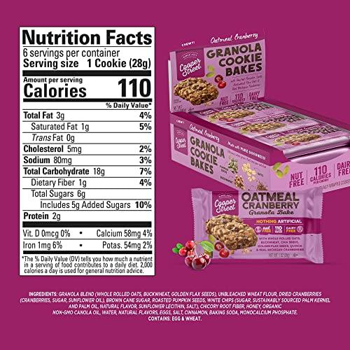 COOPER STREET Cooper Street - Chewy Granola Bakes, Cranberry Oatmeal Cookies, Oatmeal Bars Alternative, Guilt-Free Snacks/Breakfast Cookies, No Nuts, Dairy, Soy & Artificial Ingredients, 12ct Economy 2 Packs