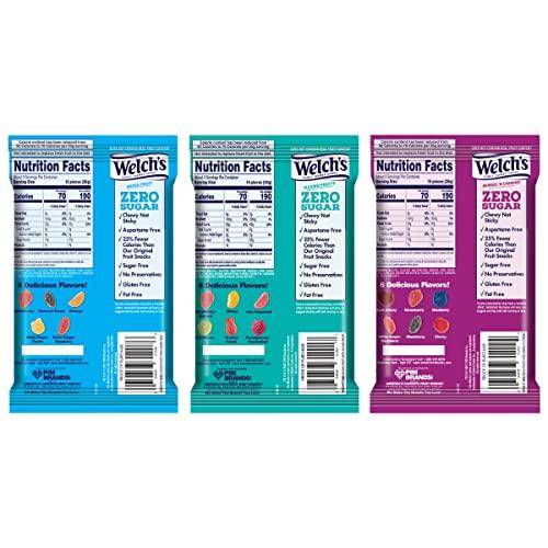 Welch's Welch’s Fruit Snacks, Zero Sugar Variety Pack with Mixed Fruit, Berries 'N Cherries & Island Fruits, Gluten Free, 3 oz (pack of 12)