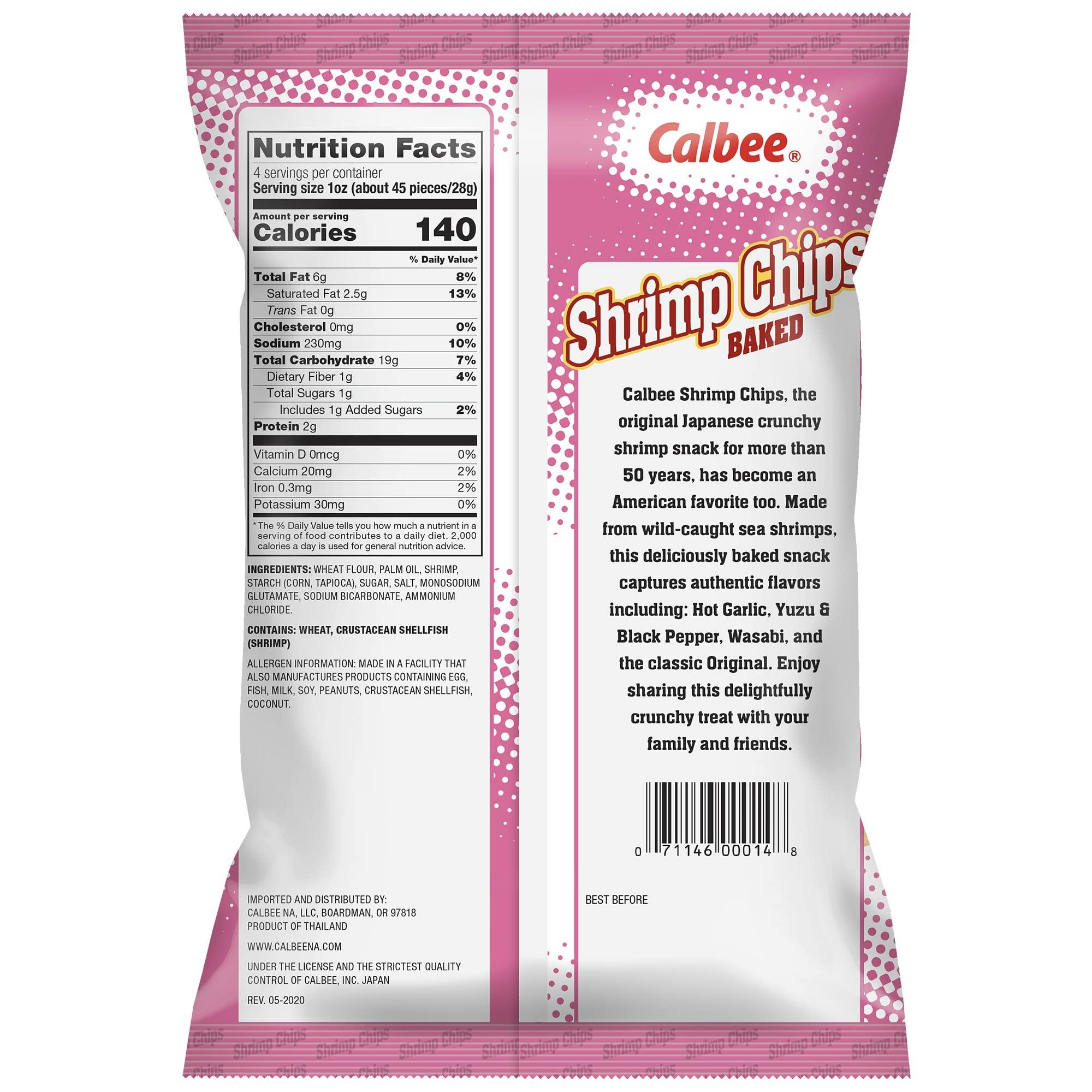 Calbee Calbee Shrimp Chips (Original, 4.0 oz) | Japanese Chips Made With Real Wild-Caught Shrimp & Baked To Crunchy Perfection | Indulge In Irresistible Shrimp Flavoured Chips (6 Pack)