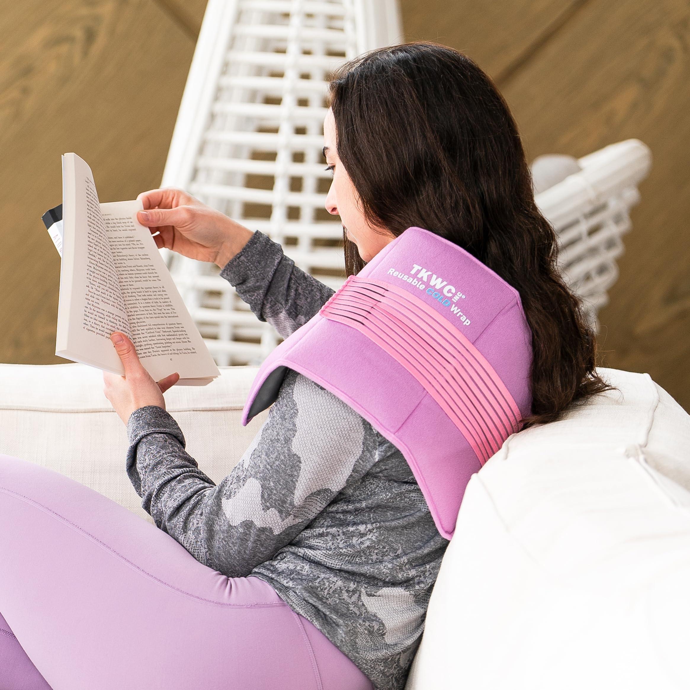 TKWC INC Flexible Reuseable Gel Ice Pack Cold Wrap (Oversize 17.5\" x 9.5\") Ice Packs for Injuries, Back Pain Relief, Knee Ice Pack Wrap, Surgery Recovery, Ankle Ice Pack, Shoulder Cold Wrap (Pink) by TKWC INC