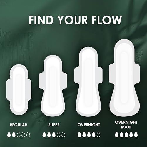 L. L. Pure Cotton Topsheet Pads for Women, Extra Long Overnight Pads, Maxi Pads with Wings, Unscented Menstrual Pads, 28 Count x 2 Packs (56 Count Total) (Packaging May Vary)