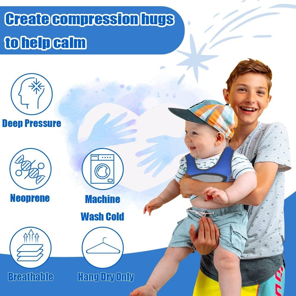 oboist Compression Vest for Kids (Large, Ages 10+) Weighted Vest for Kids Including 6 Removable Weights Navy Blue