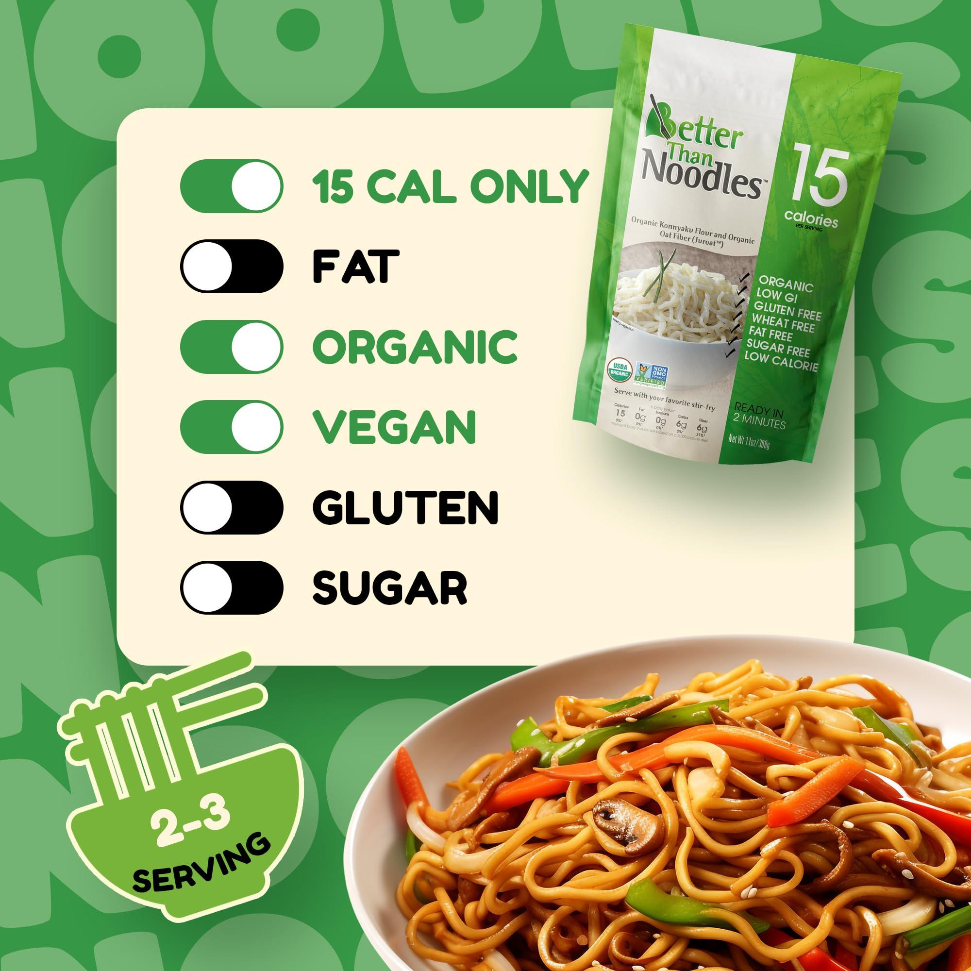 Better Than Noodles Better Than Noodles Certified Organic. Vegan, Gluten-Free, Non-GMO, Konjac Noodles 14 Ounces (6 Pack)