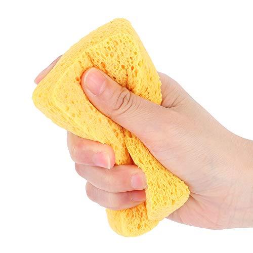 Tissting 3Pcs Kitchen Cleaning Sponges Cellulose Sponge Material Tableware Cleaning Tools Accessory for Cleaning Kitchen,Furniture,Bathroom(Yellow)