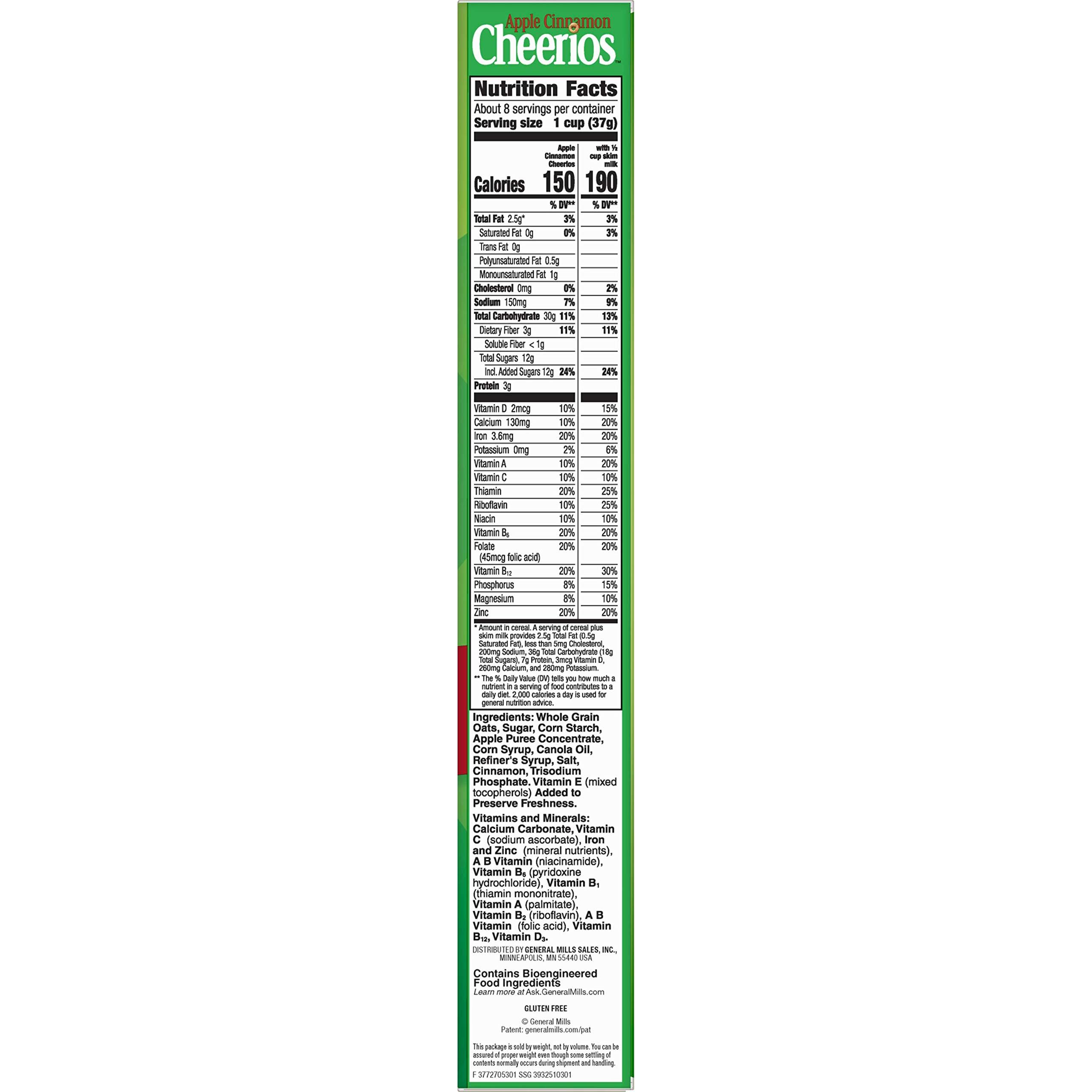 General Mills Apple Cinnamon Cheerios Cereal, Gluten Free , 11 oz
