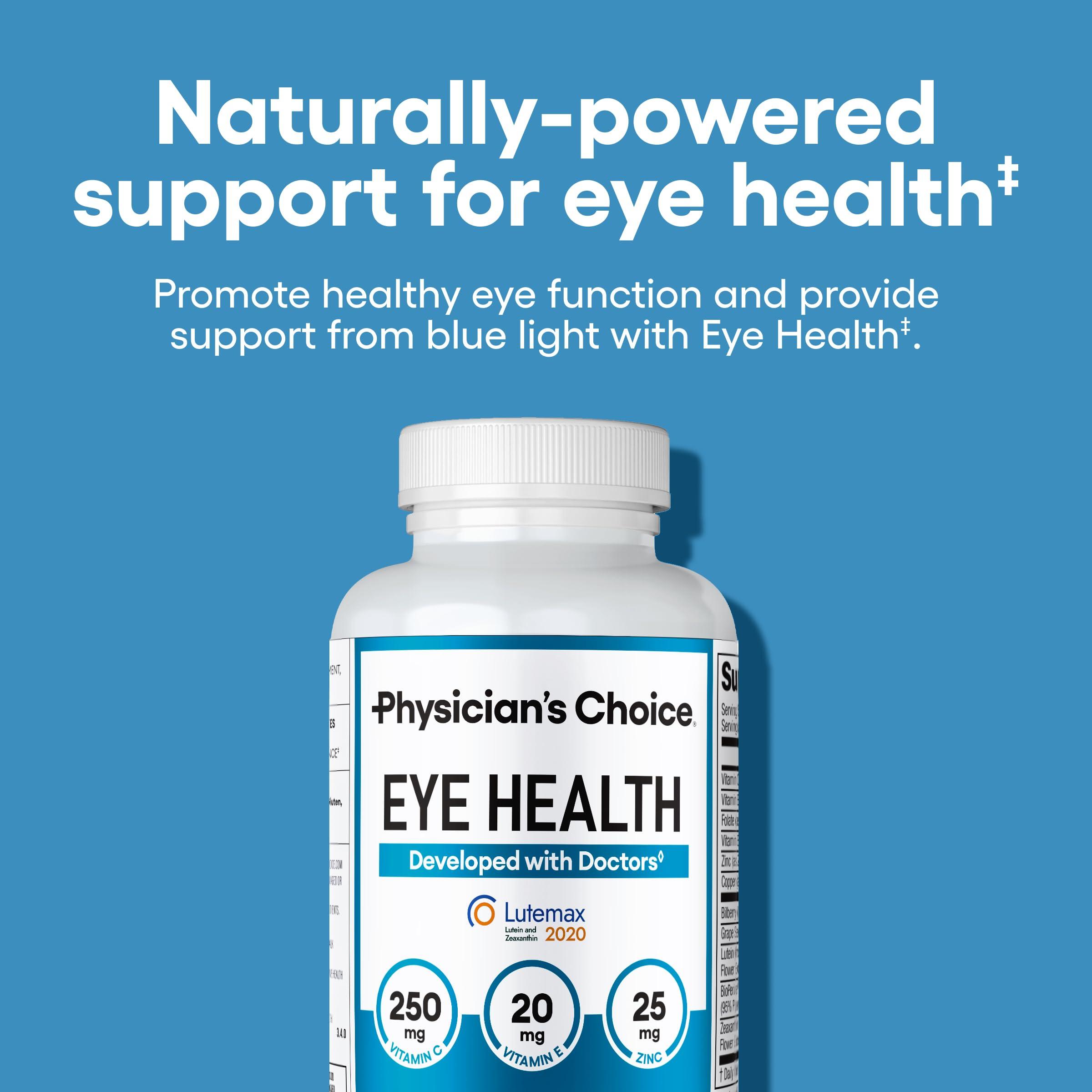 Physician's CHOICE Areds 2 Eye Vitamins - Lutein, Zeaxanthin & Bilberry Extract - Supports Eye Strain, Dry Eyes, and Vision Health - 2 Award-Winning Clinically Proven Eye Vitamin Ingredients - Carotenoid Blend