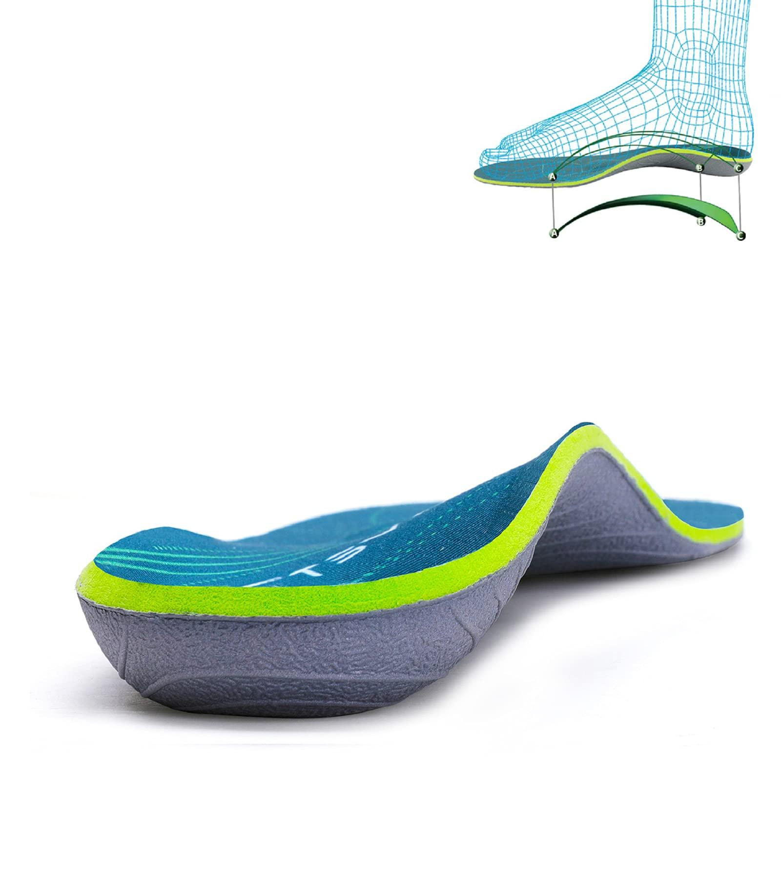 STSVZORR Full-Length Orthopedic Insoles for Plantar Fasciitis Arch Support for Flat Feet Heel Spurs and Foot Pain Running Shock Absorption Inserts ArmyGreen