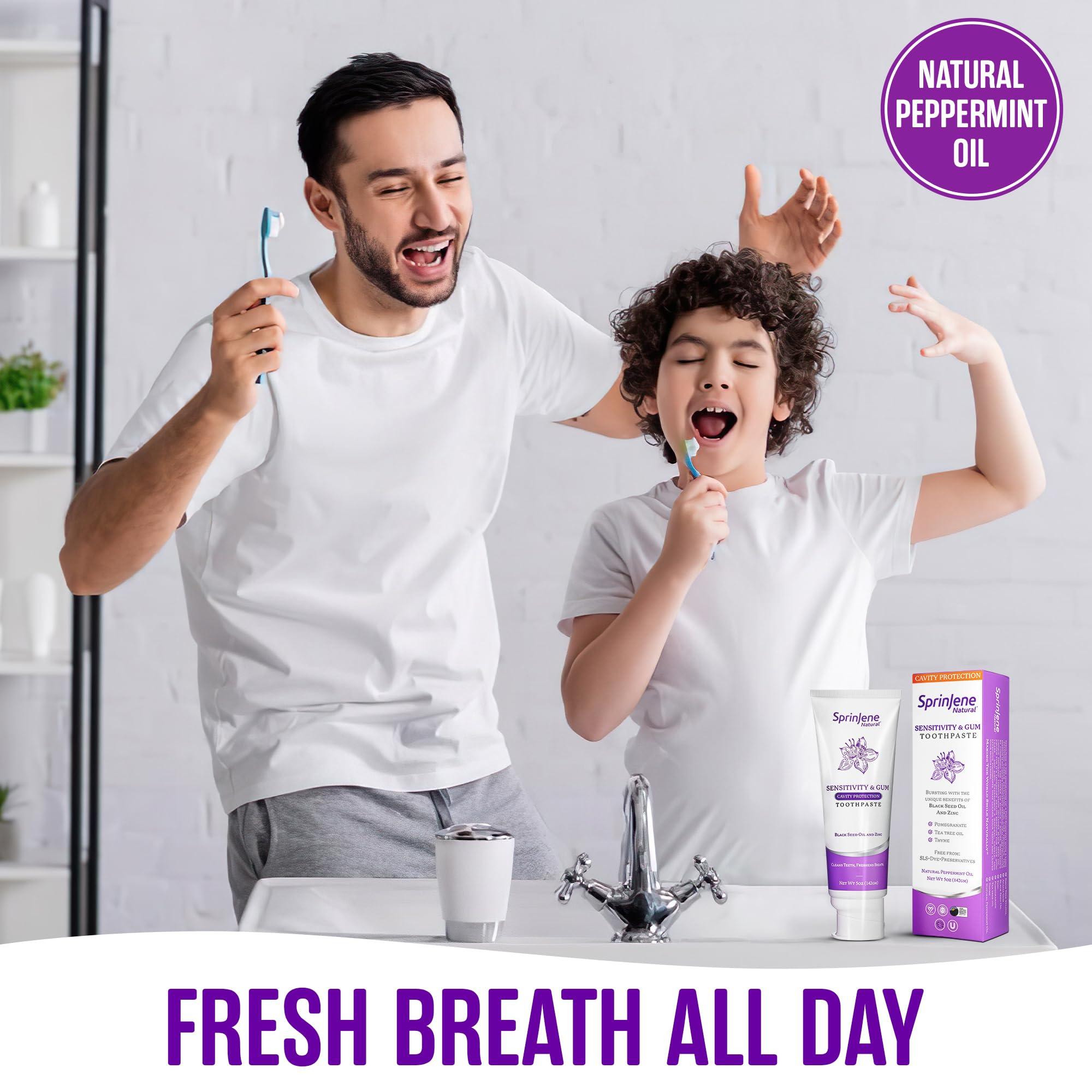 SprinJene SprinJene Natural Sensitivity & Gum, Fluoride Toothpaste for Sensitive Teeth | Natural Toothpaste for Cavity Protection | 1 Pack