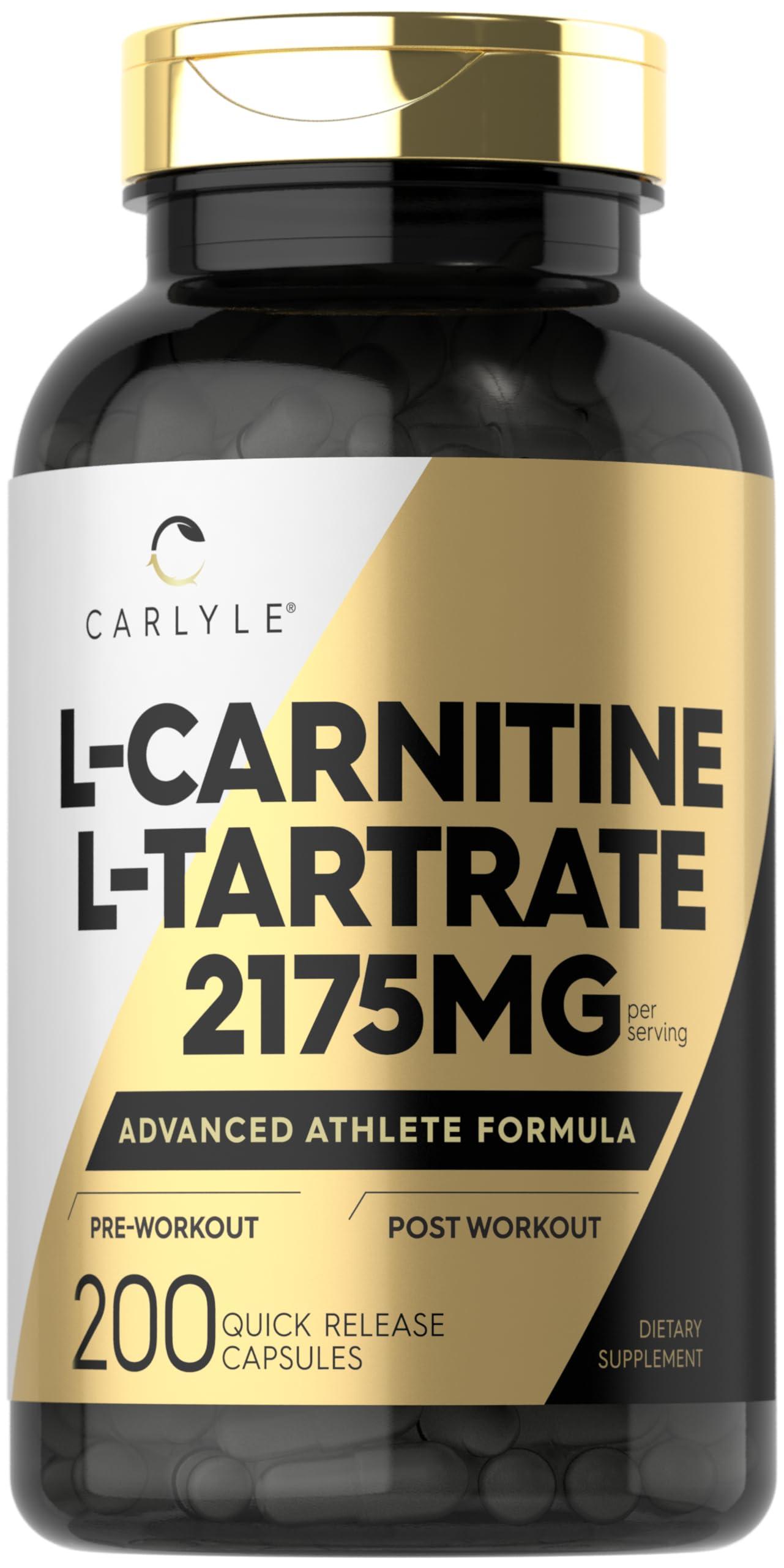 Carlyle Carlyle L Carnitine Tartrate | 2175mg | 200 Capsules | Advanced Athlete Formula | Workout Supplement | As L-Carnitine L-Tartrate | Non-GMO, Gluten Free