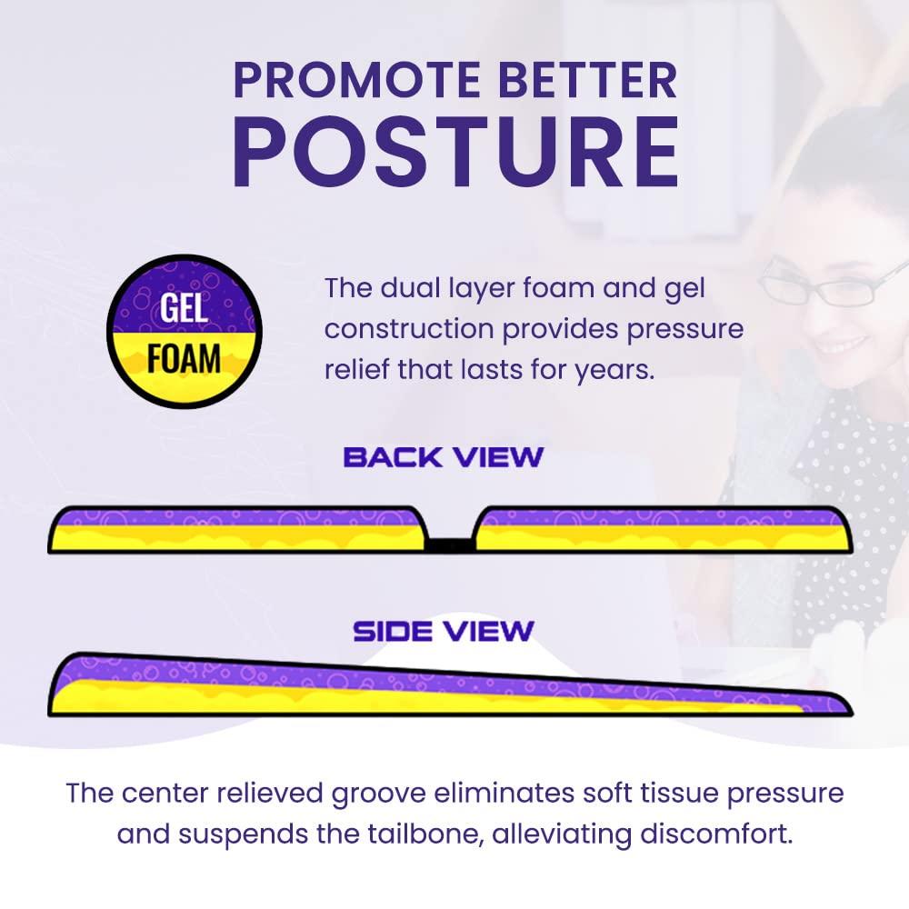 G Seat GSeat Lite Travel Gel and Foam Cushion - for Back Pain, Sciatica, Pressure Relief, and Tailbone Discomfort - Promotes Healthy Posture - Ergonomic Comfort - for Car, Commute, Airplane and Travel