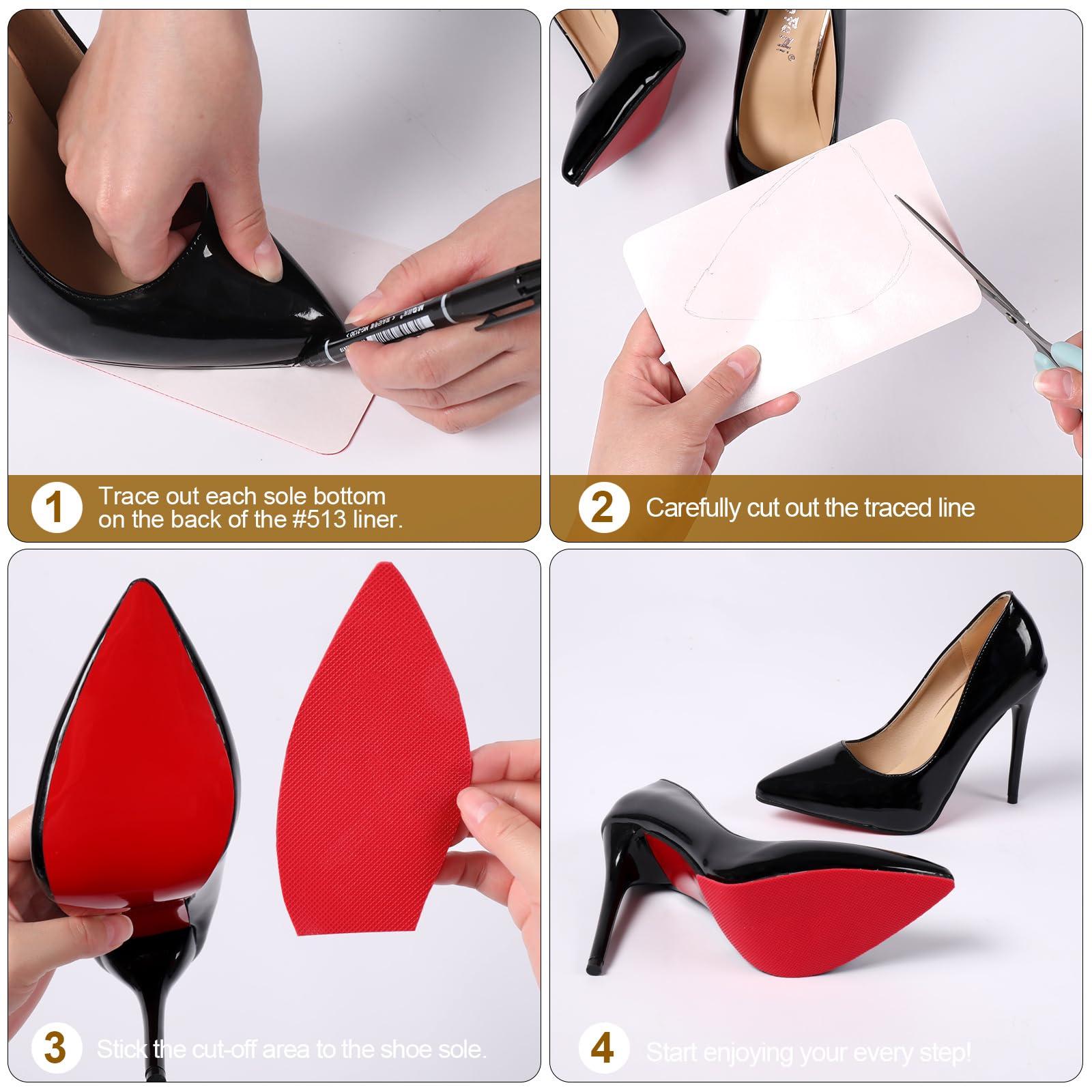 Ashoesert Ashoesert Red Bottoms Sole Protector,Shoe Sole Protector for Christian Louboutin High Heels, Anti Slip Shoe Grips Pads Compatible with Louboutin Shoes -2 Pairs6.0\"4.0\",Red
