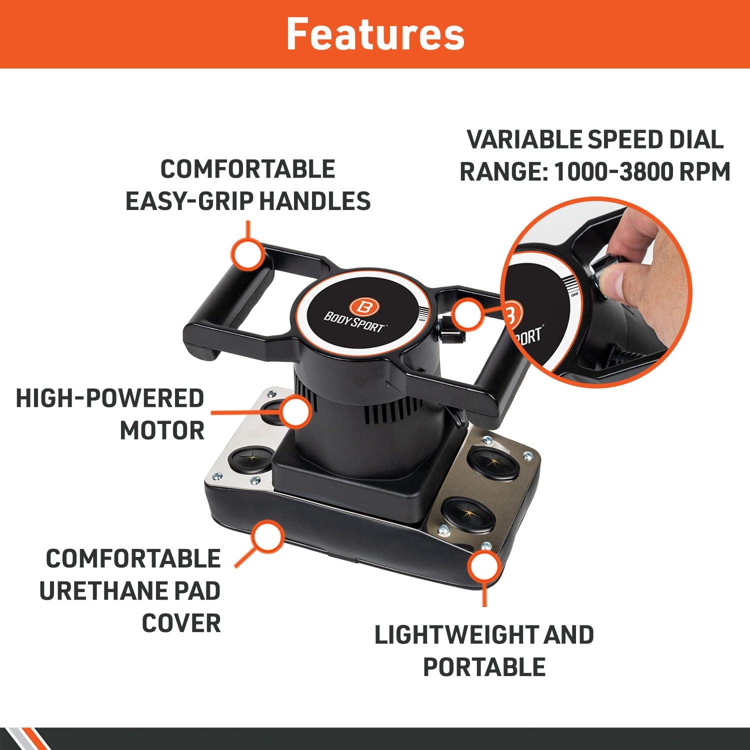 Body Sport Body Sport Therapeutic Variable Speed Professional Vibrating Massager for Pain & Aching Muscle Relief High-Powered, Effective, Chiropractic Myofascial Release Tool & Trigger Point Therapy