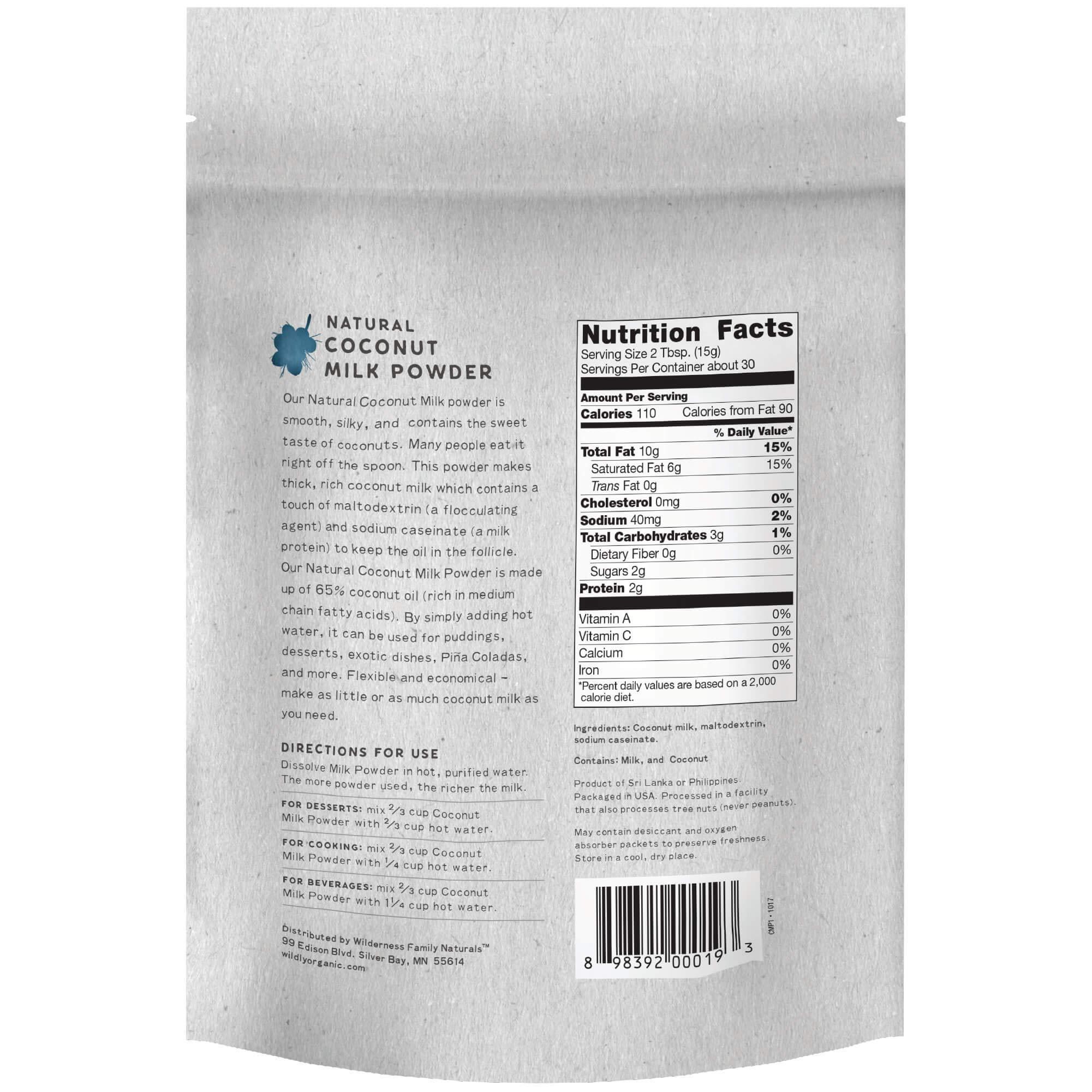 Wilderness Family Naturals Wildly Conventional Coconut Milk Powder 16 Oz, 1 lb Bag - Naturally Sweet Creamer, Extra Creamy | Perfect in Smoothies, Coffee, Baking, & Cooking