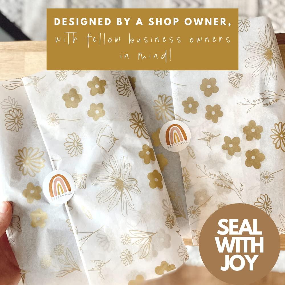 Lain & Lou Lain & Lou Floral Tissue Paper for Packaging Small Business (25 Pack) Gold Tissue Paper Sheets Printed Pastel Tissue Paper Bulk - Boho Wrapping Paper Baby in Bloom Baby Shower