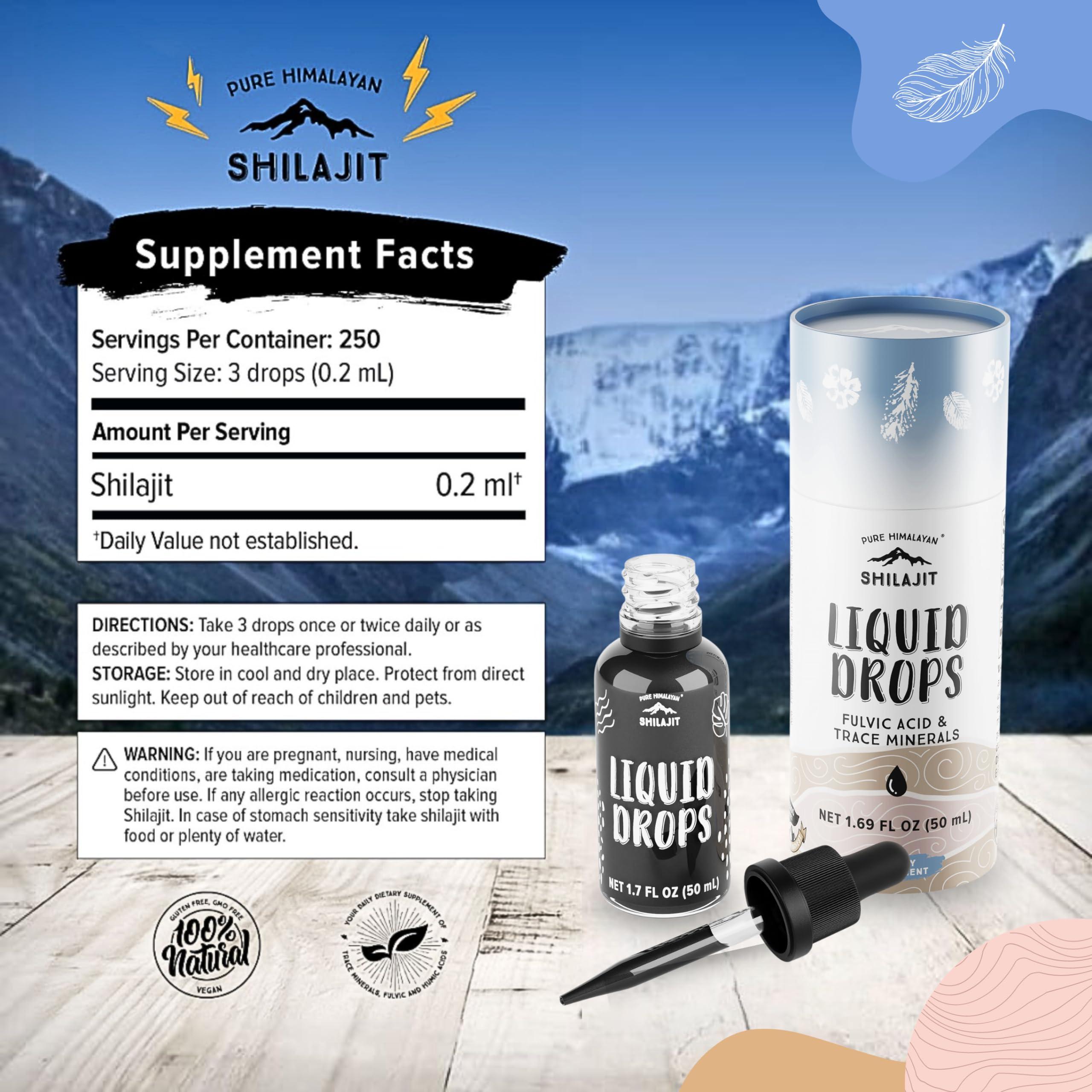 Pure Himalayan Shilajit Pure Himalayan Shilajit  Liquid Drops - The Purest Form of Shilajit, 99.9% Absorption for Immune Support, Energy Boost, Anti-Aging - Natural Trace Minerals & Fulvic Acid (50ml)