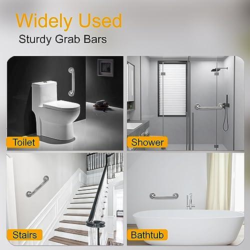 VANNSOO VANNSOO Grab Bars for Shower, Bathroom Shower Handle for Elderly Seniors, Toilet Safety Suction Handicap Grab Bars for Wall, Stainless Steel Hand Rail for Bathtubs (24 Inch, Brushed)