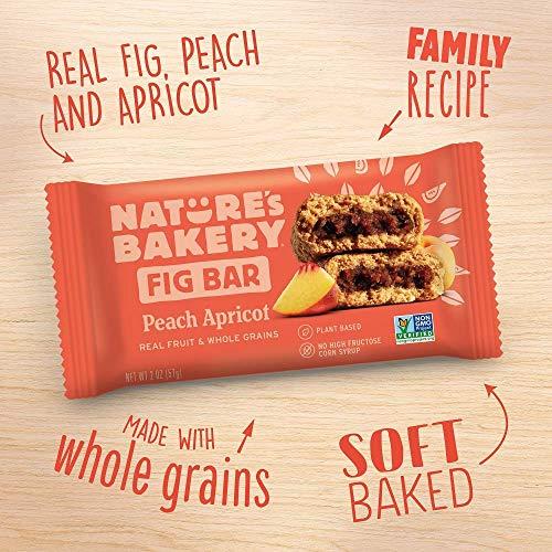 Nature's Bakery Nature's Bakery Whole Wheat Fig Bars, Peach Apricot, Real Fruit, Vegan, Non-GMO, Snack bar, 6 Count (Pack of 6)
