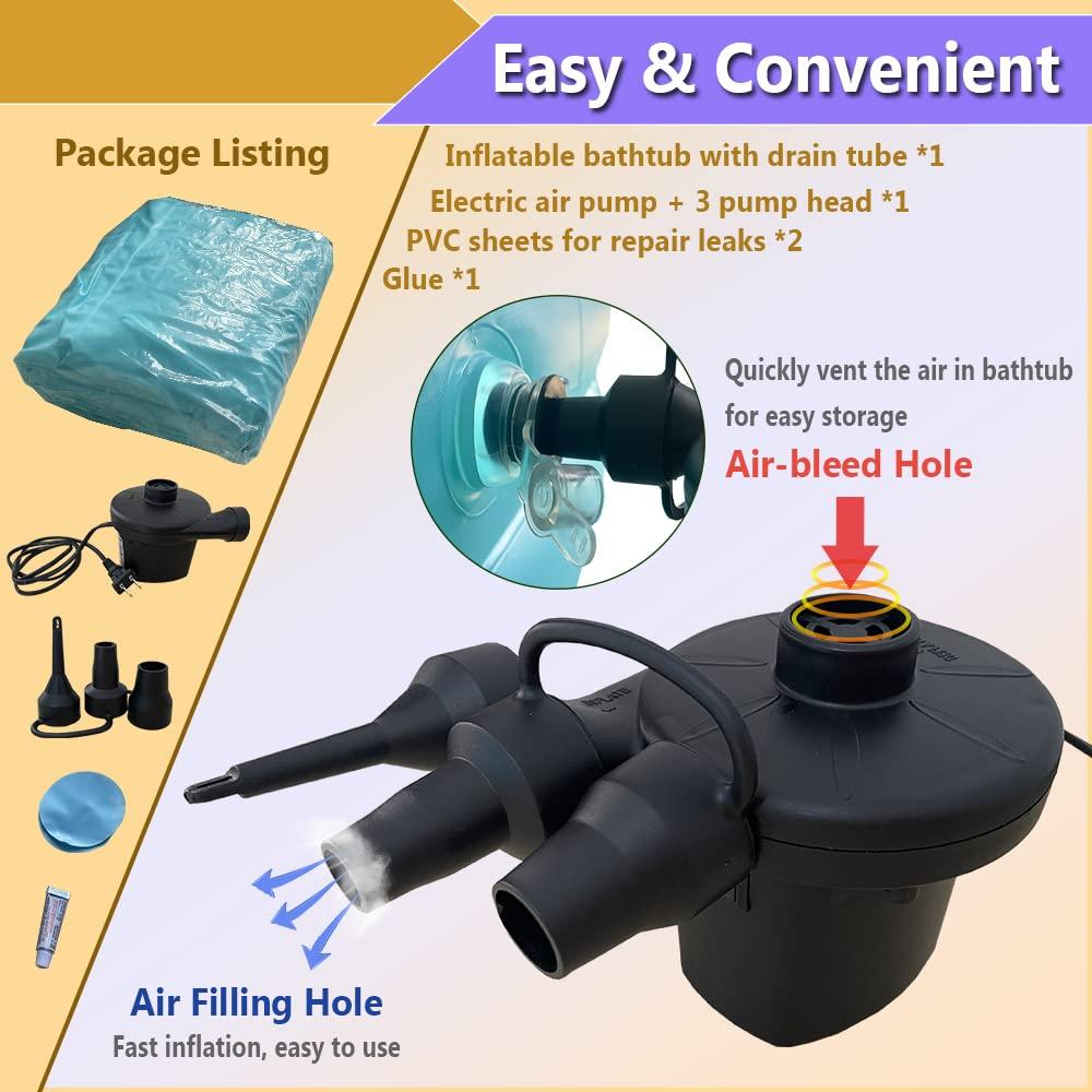 ZNALDP Inflatable Bathtub Medical for Shower Bed Bathing Elderly Bedridden Patients Full Body Bed Bath Water Basin for Bathing Home Care Medical Equipment Blow Up Bathtub Aids Disabled Bed Shower Accessories