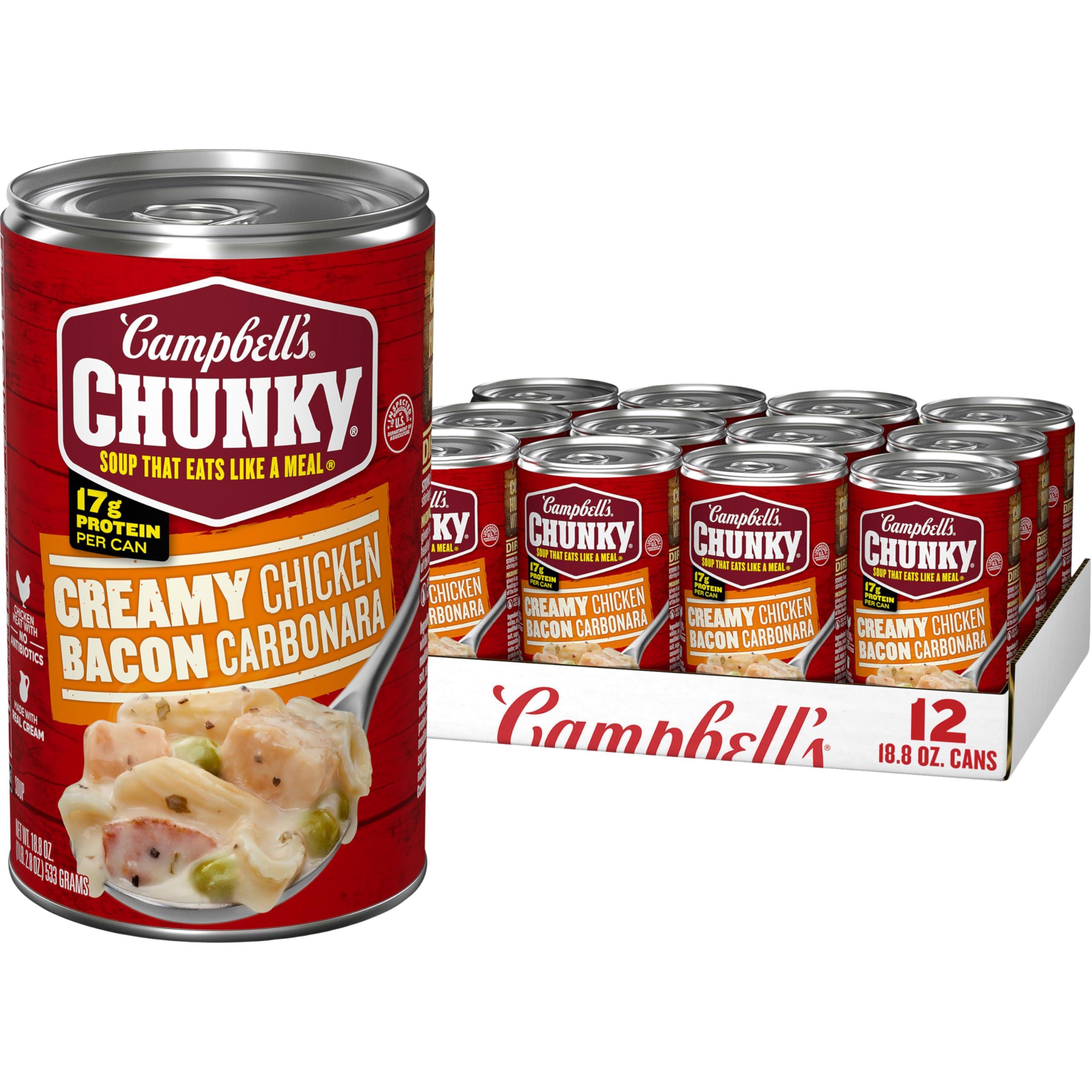 Campbell\'s Campbell\'s Chunky Creamy Chicken Bacon Carbonara Soup, 18.8 oz Can (12 Pack)