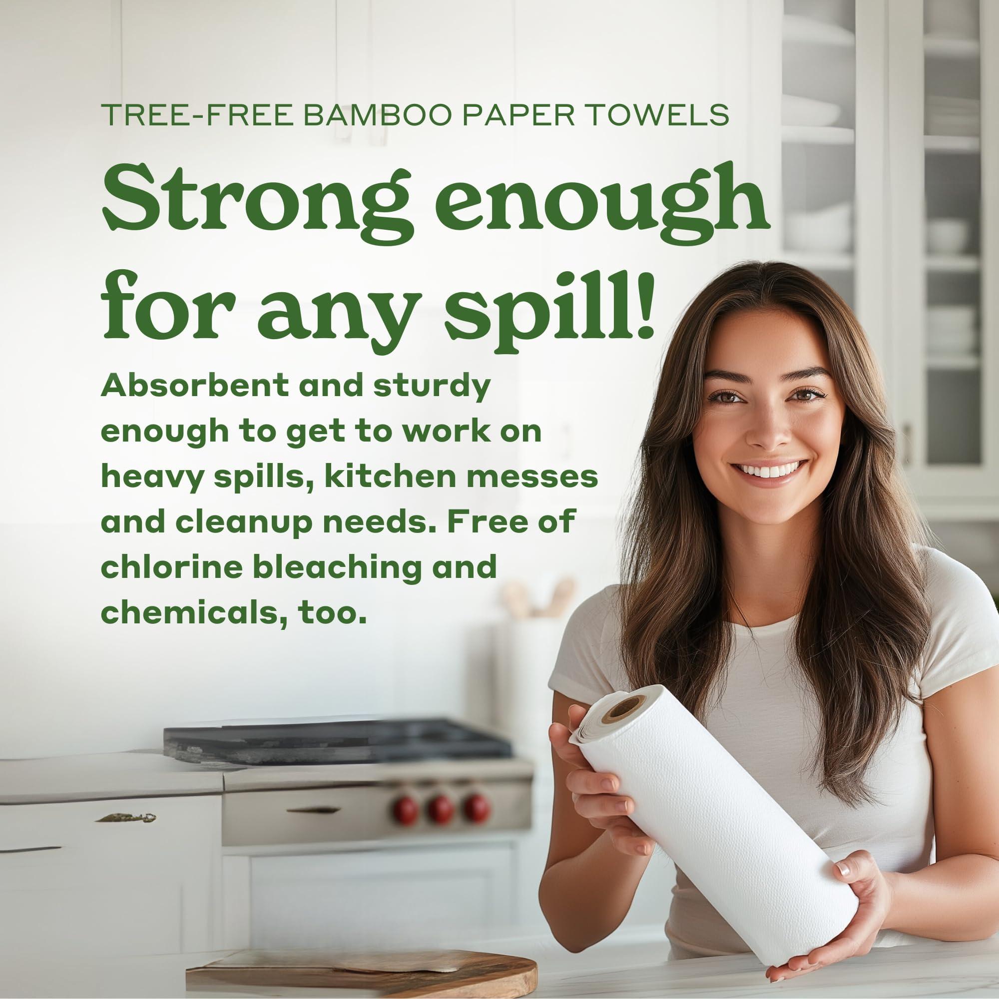 Caboo Caboo Tree Free Bamboo Paper Towels, 8 Rolls, Earth Friendly Sustainable Kitchen Paper Towels with Strong 2 Ply