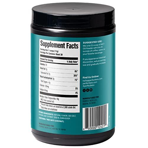 Perfect Keto Perfect Keto 7g MCT Oil Powder, Medium Chain Triglycerides Supplement, Non Dairy Coffee Creamer for Keto Diet, Ketogenic MCT Oil Mix for Coffee, Smoothie, Protein Shakes, Salted Caramel, 30 Servings